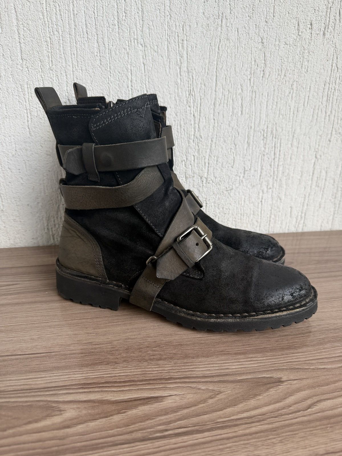 Diesel Y2K 🕷️Blistered leather wrap buckle boots Size US 10 / EU 43 - 5 Thumbnail