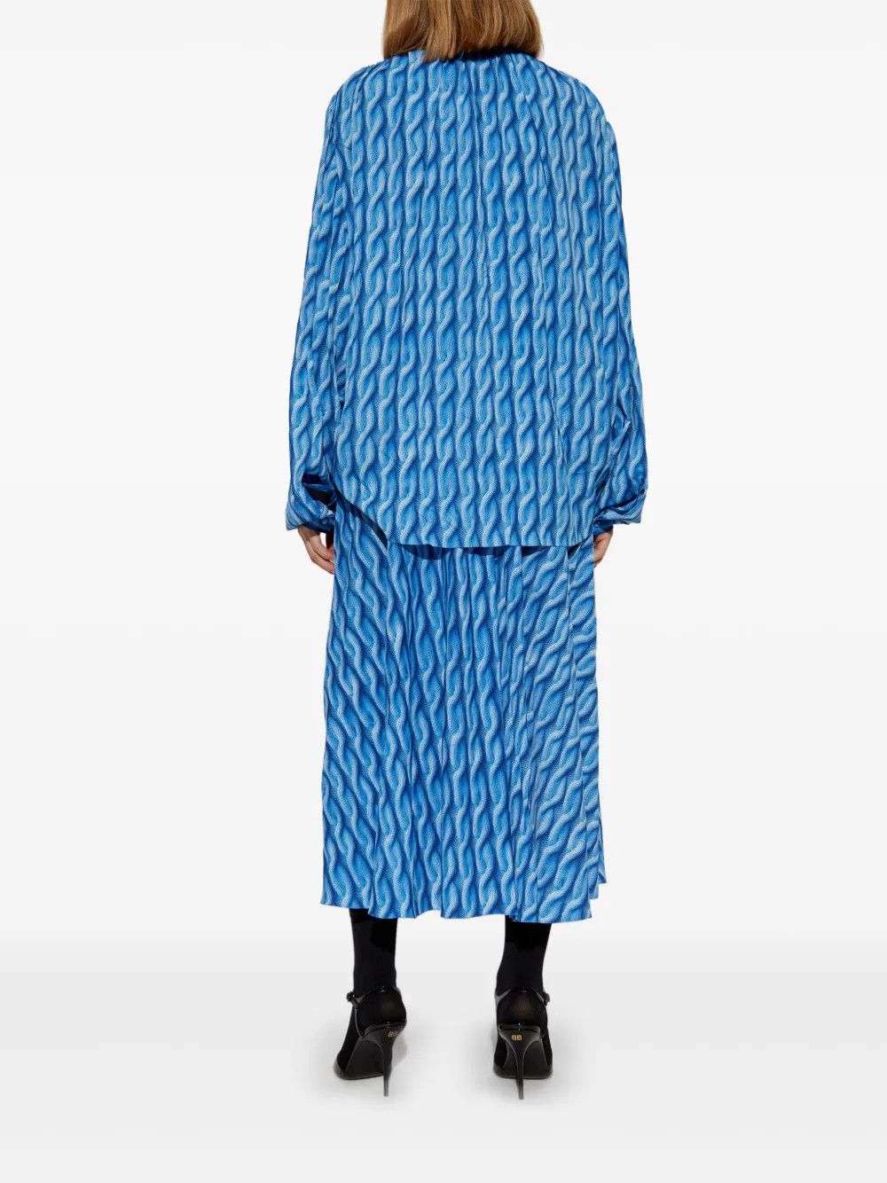 Balenciaga o1bcso1str0326 Double Sleeve Dress in Blue Size S / US 4 / IT 40 - 5 Thumbnail