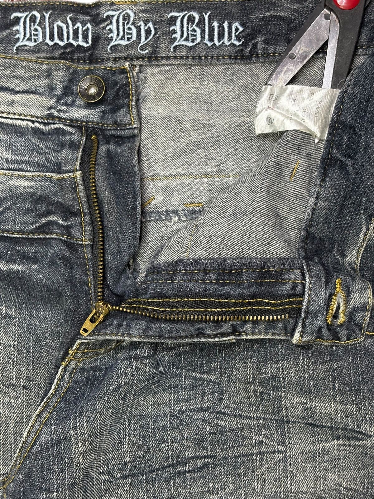 Japanese Brand Vintage Blow By Blue Rusty Wash Double Waist Baggy Jeans Size US 36 / EU 52 - 9 Thumbnail
