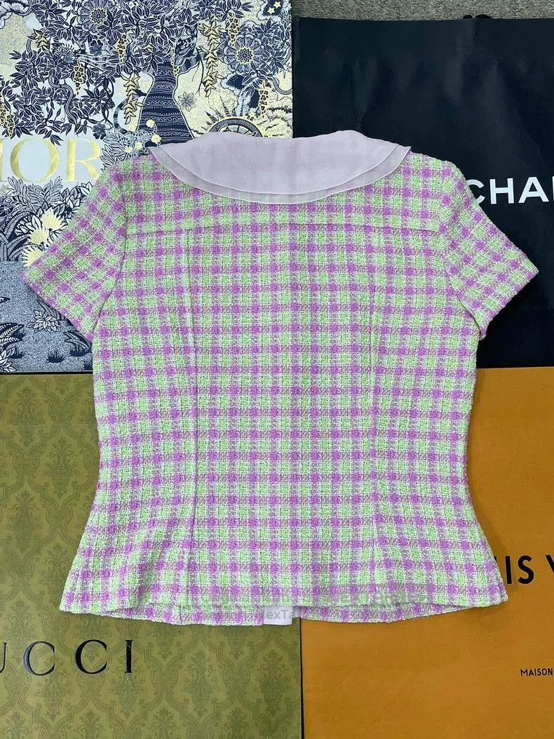 Chanel Chanel 25S Pink Plaid Short Sleeve Jacket. Size US M / EU 48-50 / 2 - 3 Thumbnail