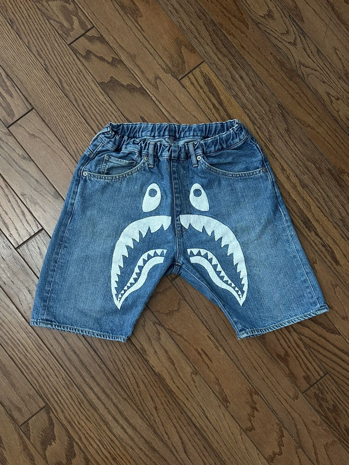 Bape Shark Denim Shorts Size US 32 / EU 48 - 1 Thumbnail