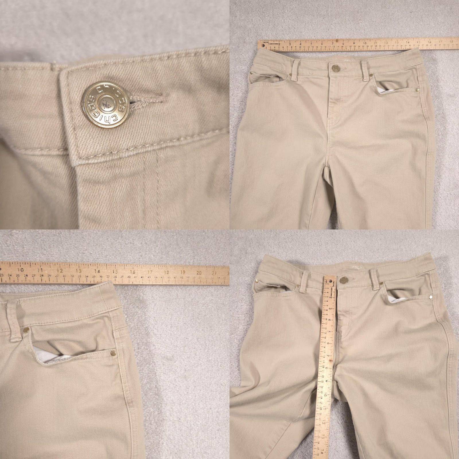 Vintage Chicos Platinum Crop Pants Womens 0 Beige Denim Straight Leg Stretch Casual Pants Size 25" / US 0 / IT 36 - 8 Thumbnail
