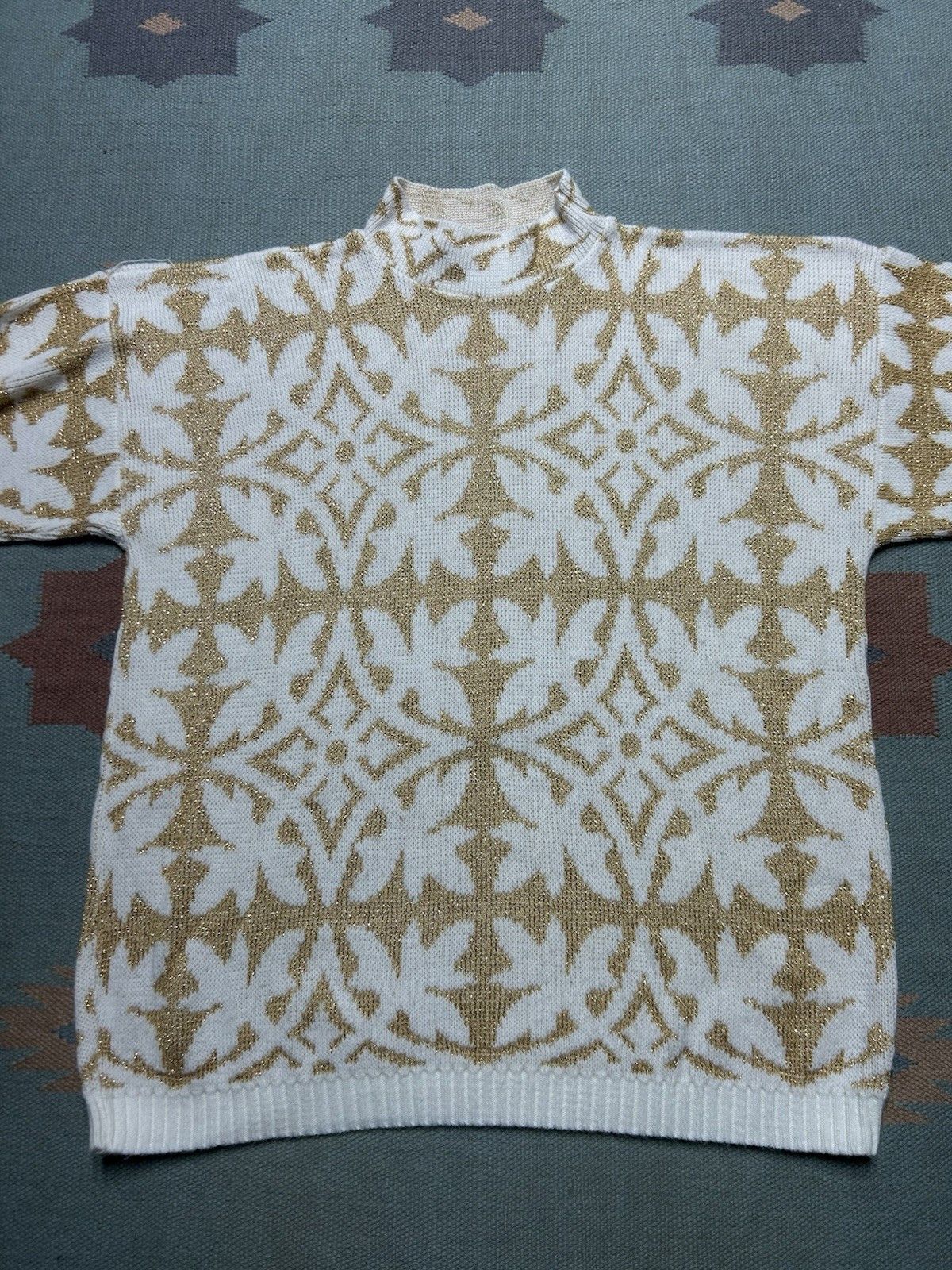 Vintage vtg 80s knit sweater Rose acrylic lurex sparkle snowflake XL Size XL / US 12-14 / IT 48-50 - 2 Thumbnail