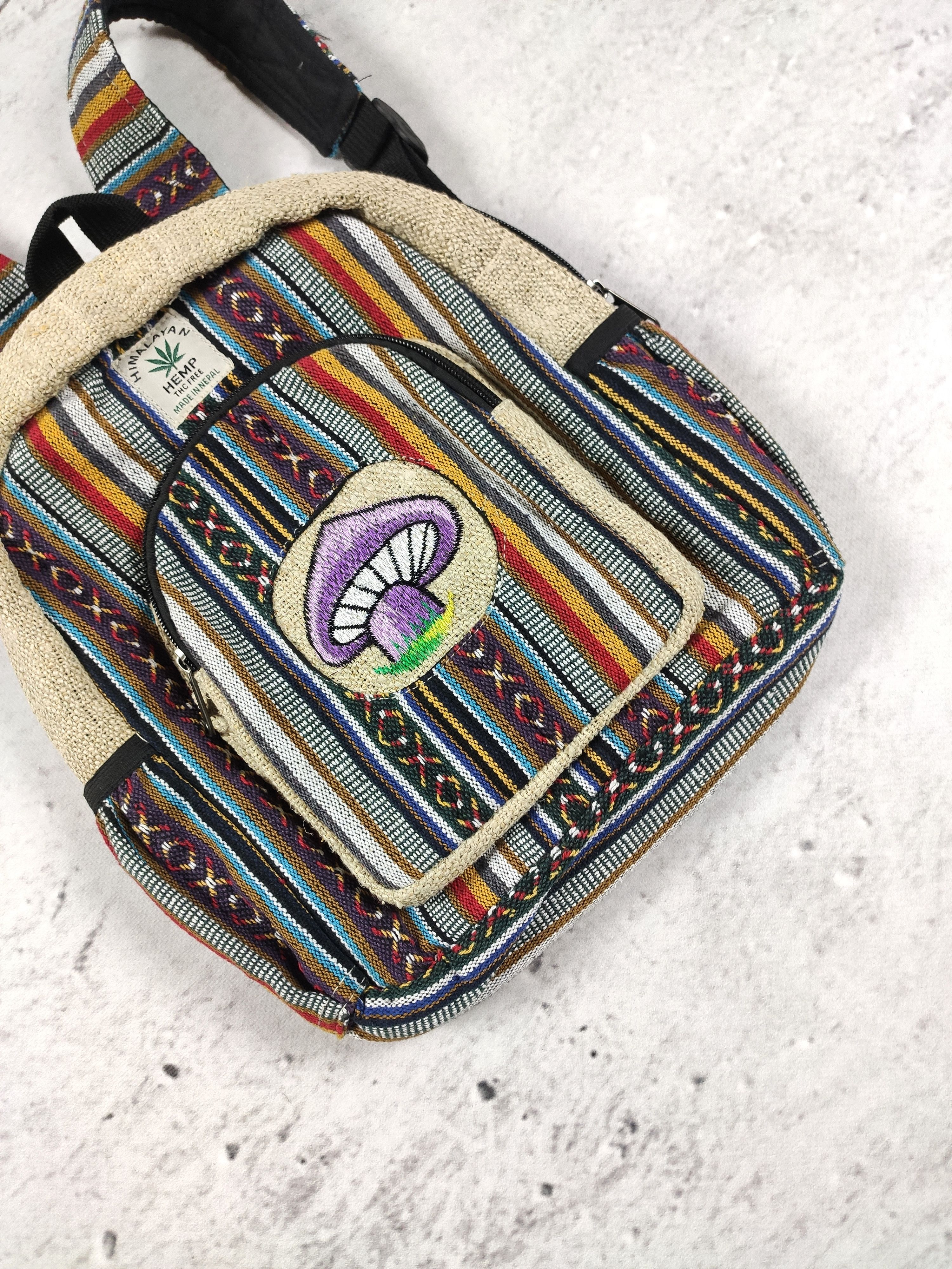Handmade Vintage handmade Nepal hippie backpack hemp mushroom Size ONE SIZE - 3 Thumbnail