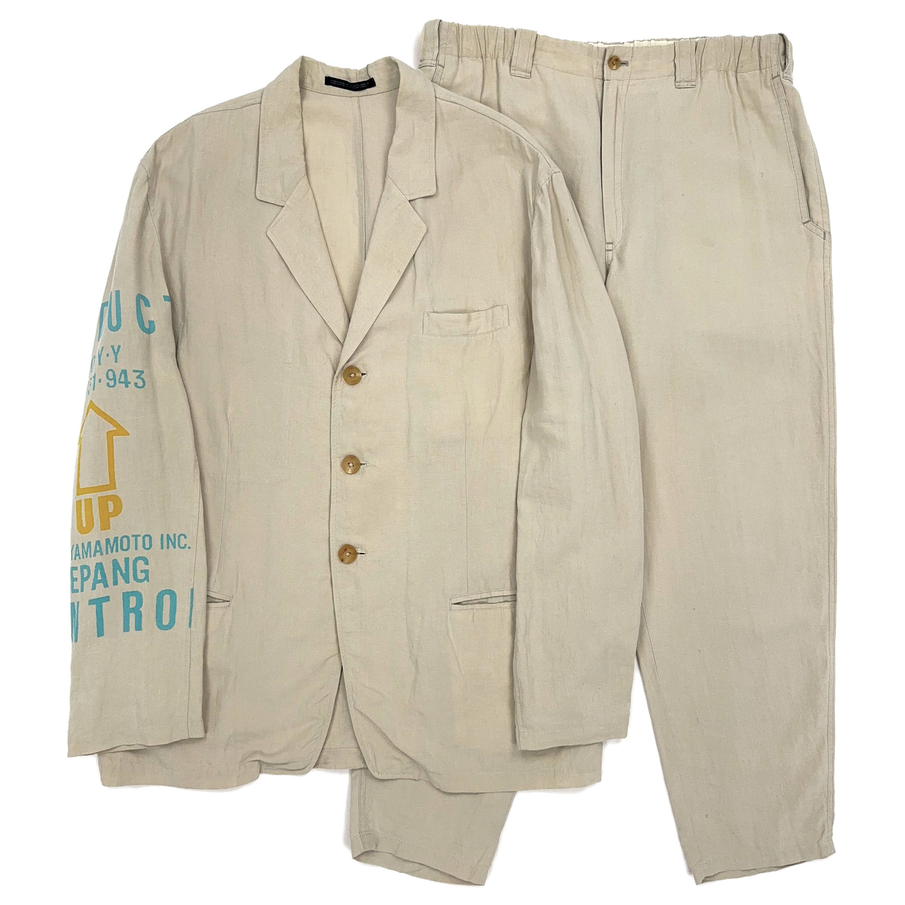 Yohji Yamamoto SS93 'UP' Print Linen Suit [SAMPLE] Size 48L - 1 Thumbnail
