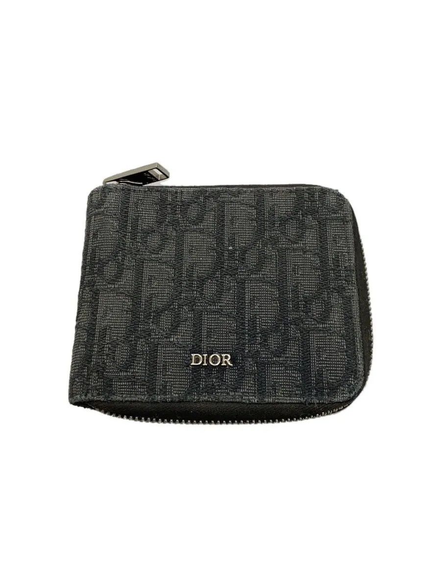 Dior Dior Oblique Jacquard Monogram Round Zip Wallet Black Size ONE SIZE - 1 Thumbnail