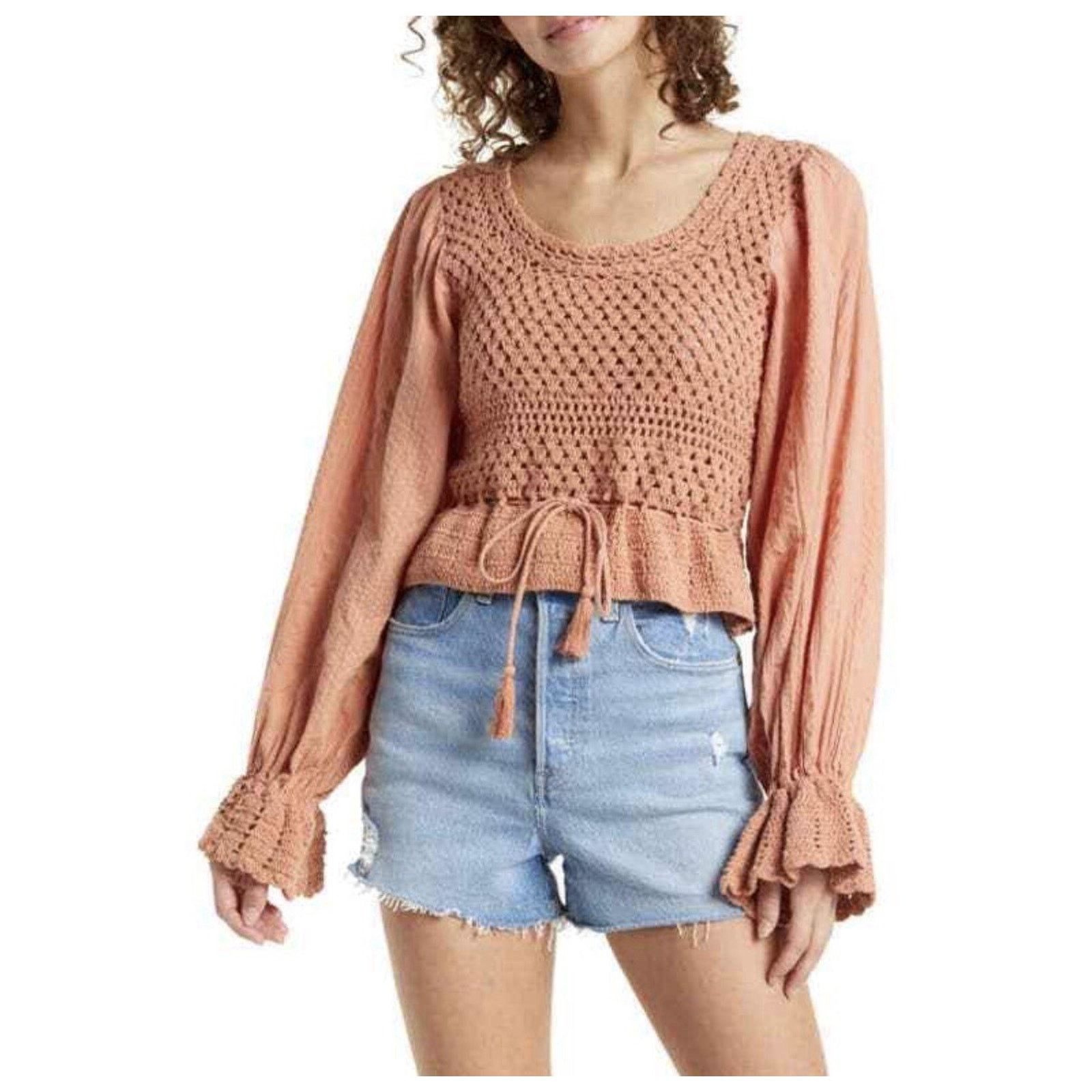 Free People Free People Crocheted Crop Bell Sleeve Boho Top Small Size S / US 4 / IT 40 - 13 Thumbnail