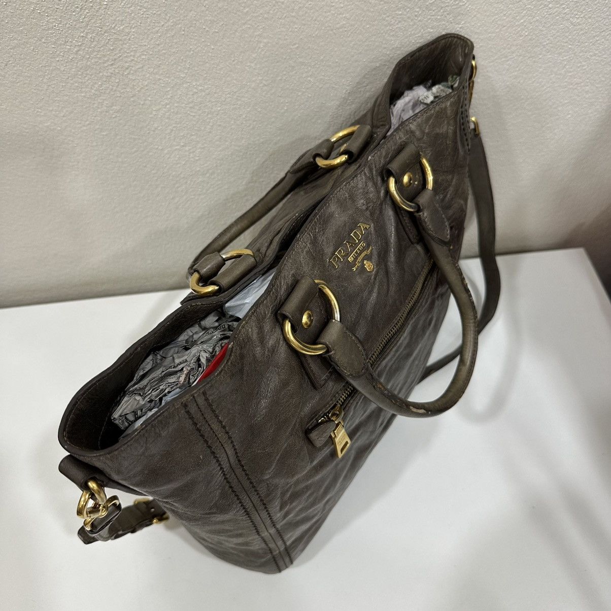 Prada PRADA LUCIDA VITELLO SHINE LETAHER TWO WAY TOTE BAG Size ONE SIZE - 6 Thumbnail