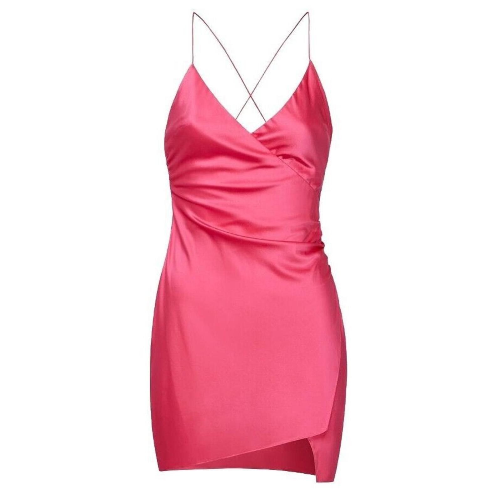 Other SER.O.YA Leah Mini Dress Fuschia Satin Wrap Backless Size L Size L / US 10 / IT 46 - 3 Thumbnail