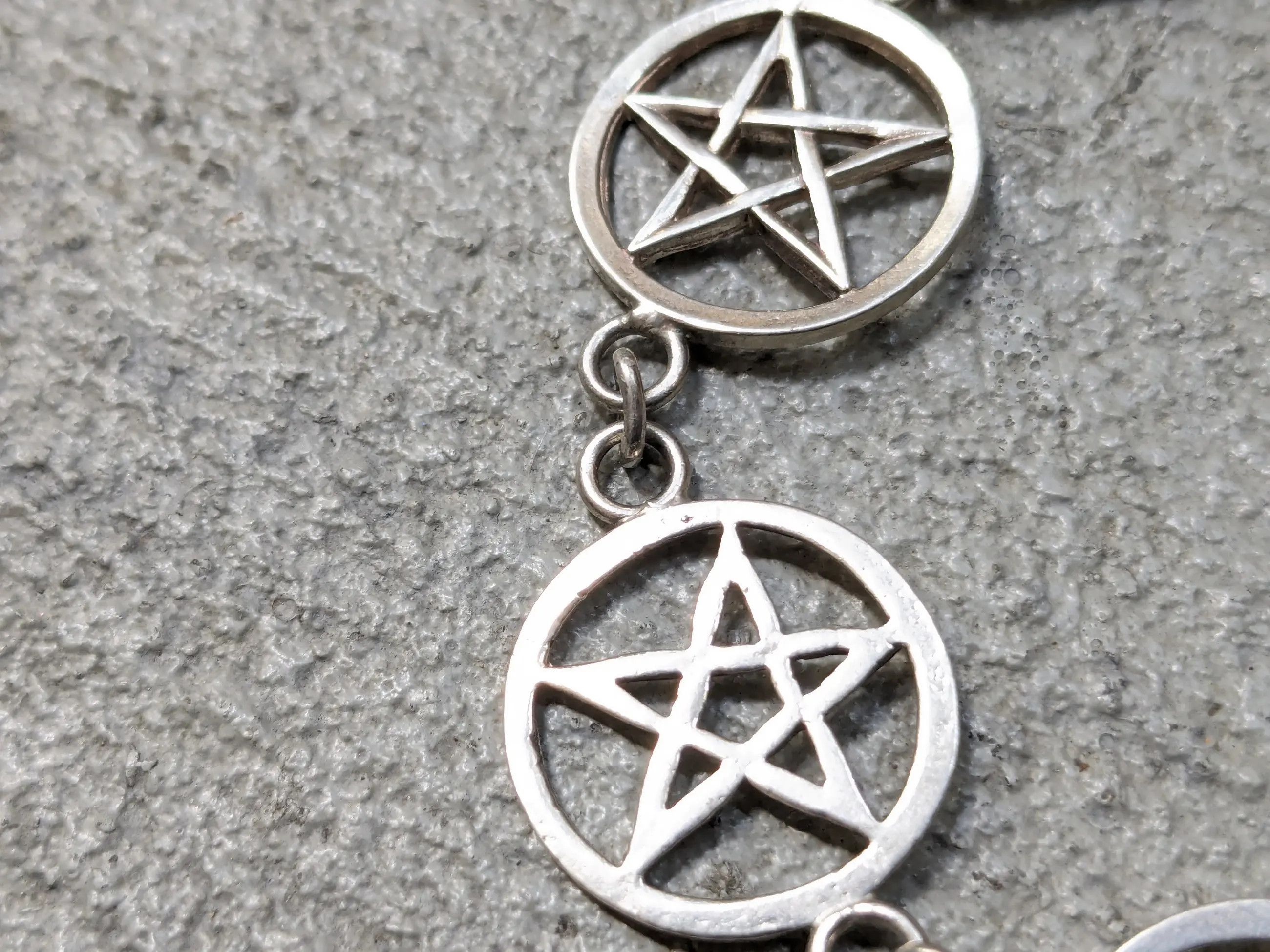 Sterling Silver × Vintage Vintage Sterling Silver Bracelet Star Pentagram Biker Punk Size ONE SIZE - 8 Thumbnail