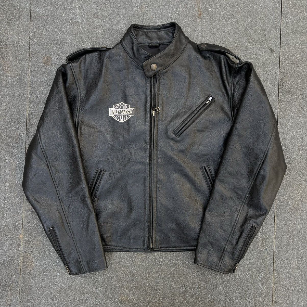 Harley Davidson × Vintage Vintage Crazy Harley Davidson Biker Leather Jacket Size US M / EU 48-50 / 2 - 3 Thumbnail