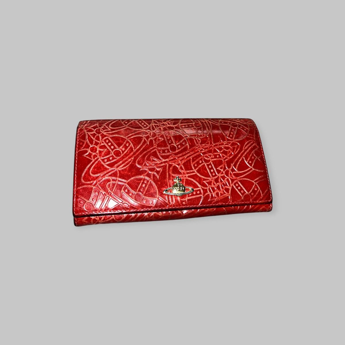 Vivienne Westwood London Embossed Monogram Orb Red Long Zip Wallet Size ONE SIZE - 2 Thumbnail