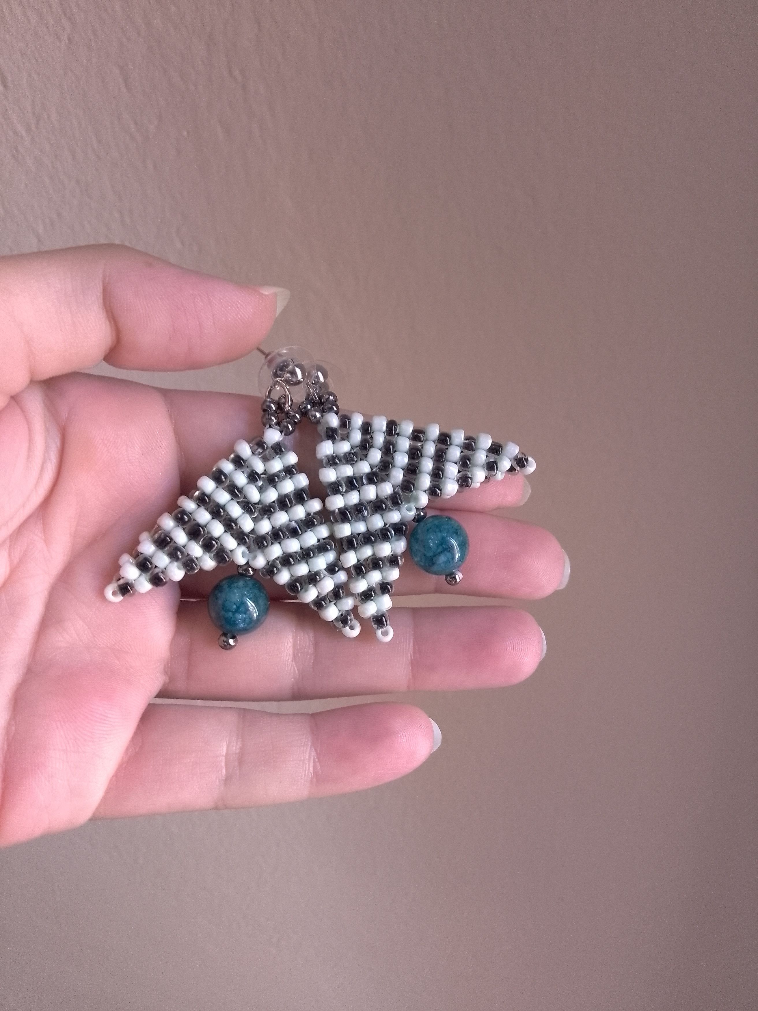Handmade Ethnic Earrings with blue apatite natural gemstones Size ONE SIZE - 6 Thumbnail