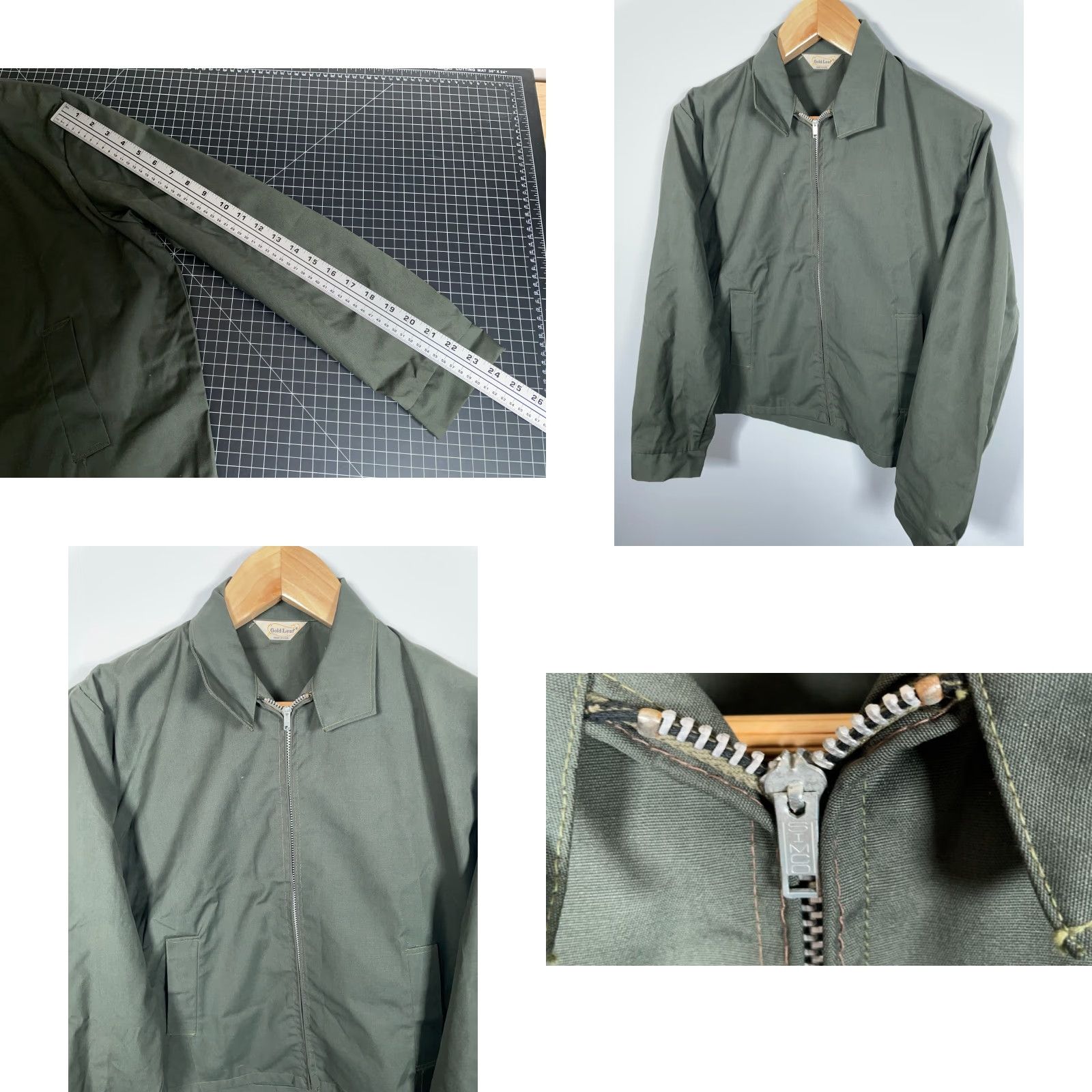 Vintage Vintage Gold Leaf Men's Large Green 60s Simco Boxy Fit Work Jacket Zip Front Full Lightweight Pockets Unlined USA Made Size US L / EU 52-54 / 3 - 8 Thumbnail