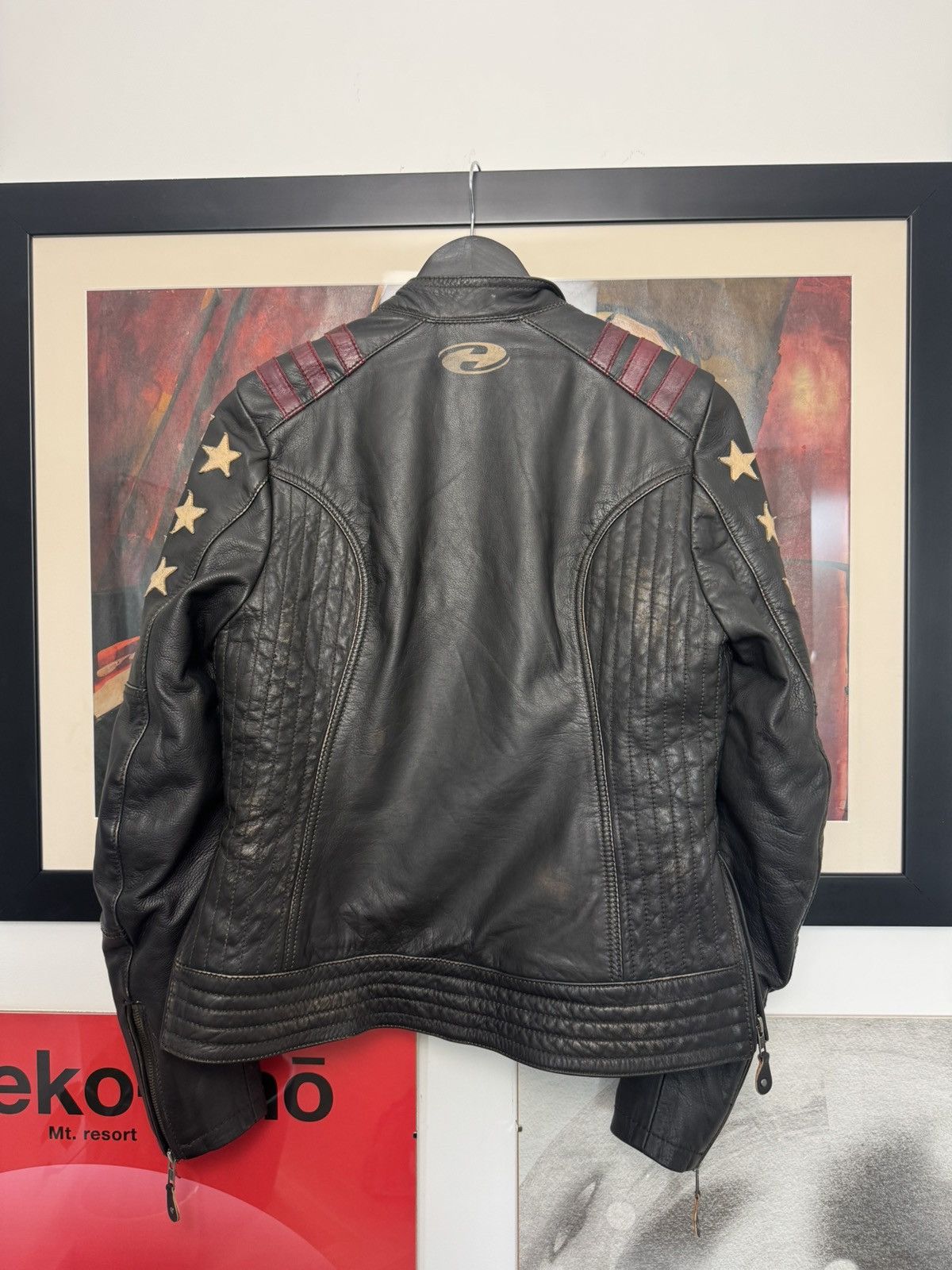 Genuine Leather Vintage 90s Cropped Boxy Leather Racing Jacket Hype Stars Size US S / EU 44-46 / 1 - 4 Thumbnail