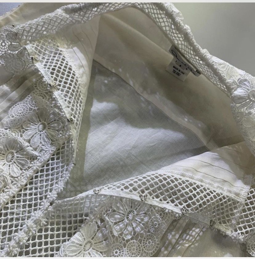 Oscar De La Renta Oscar de la Renta 🇺🇸 white hand embroidered lace blouse 6 LN Size M / US 6-8 / IT 42-44 - 10 Thumbnail