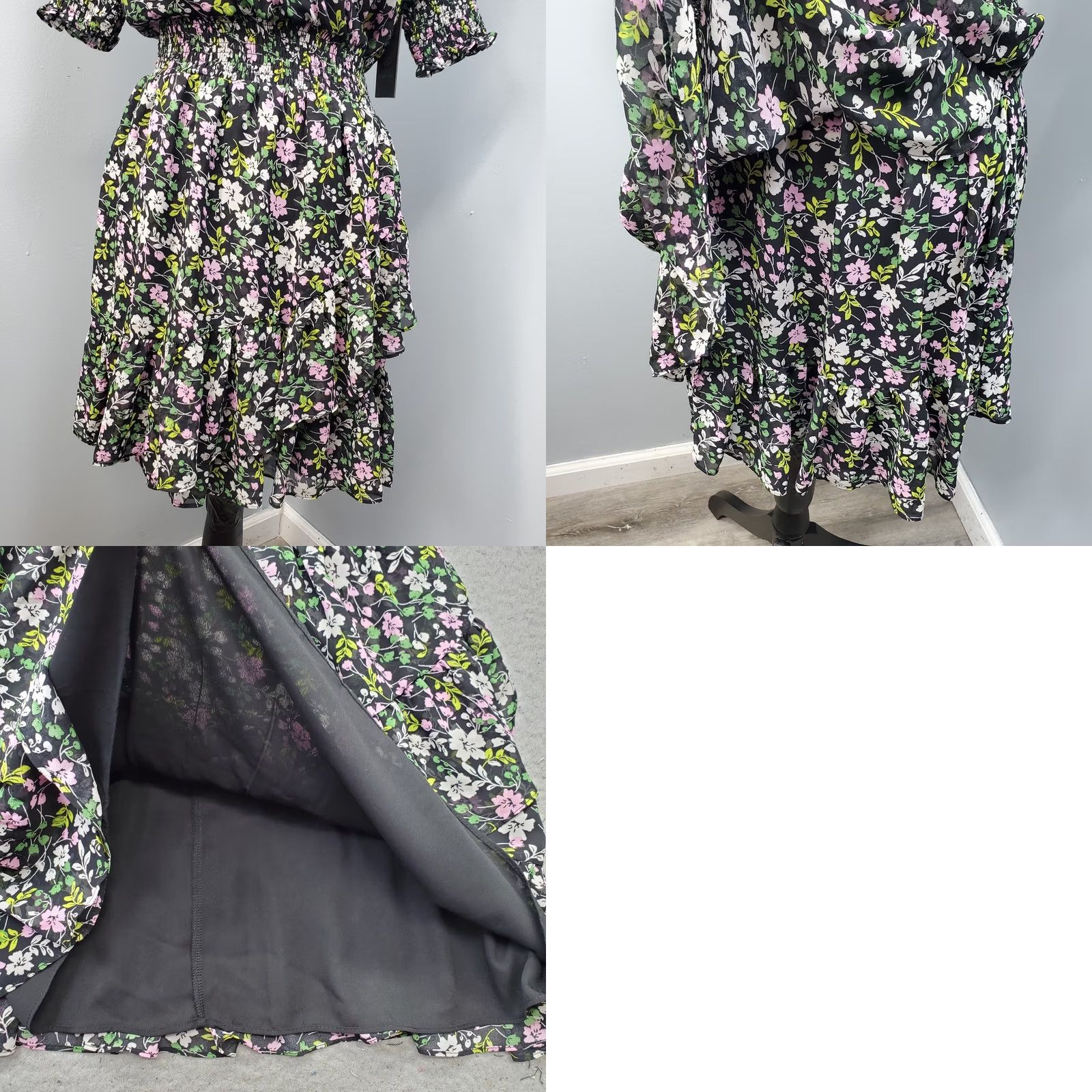 Vince Camuto Vince Camuto Fit & Flare Dress Women XS Multi Floral Smocked Waist Surplice Neck Size XS / US 0-2 / IT 36-38 - 8 Thumbnail