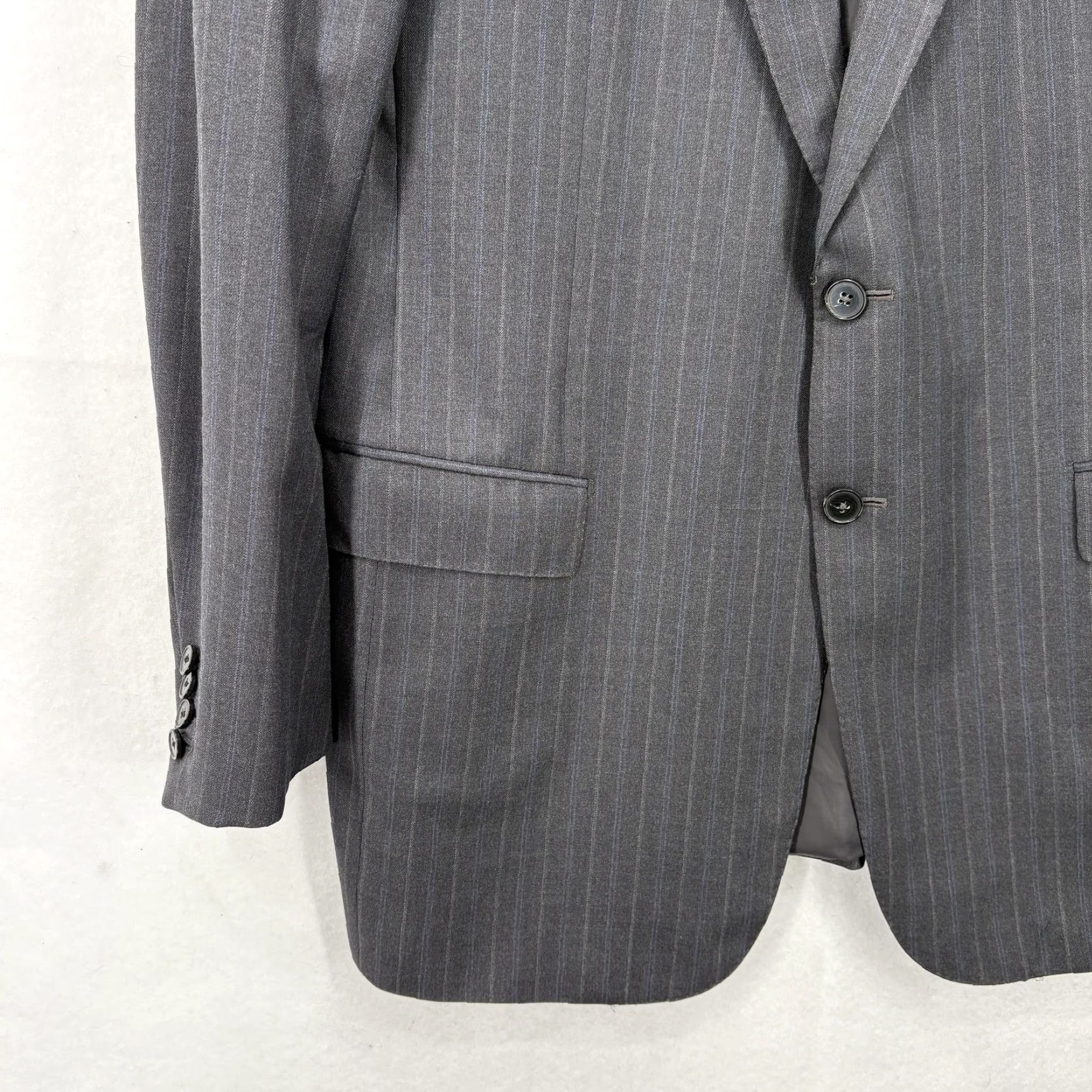 Ermenegildo Zegna Ermenegildo Zegna Blazer Mens 44L Gray Pinstripe Trofeo Wool Made Switzerland Size 44R - 3 Thumbnail