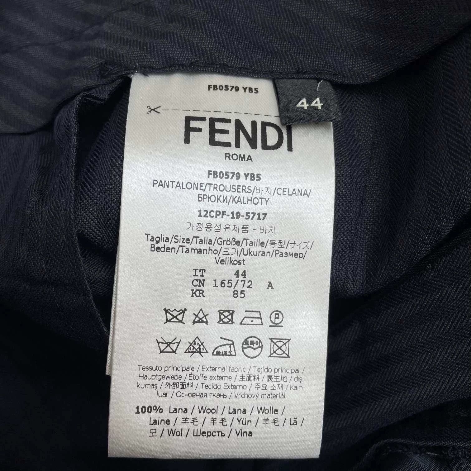 Fendi Fendi Black Solid Wool Tailored Trousers 44 19' Hemmed Size 30" / US 8 / IT 44 - 6 Thumbnail
