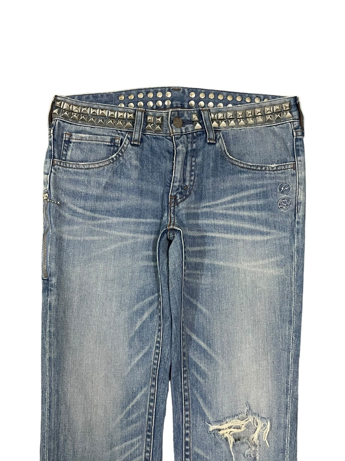 Levi's Vintage Levi’s Spiked Denim Distressed Punk Goth Style Jeans Size 29" - 2 Thumbnail