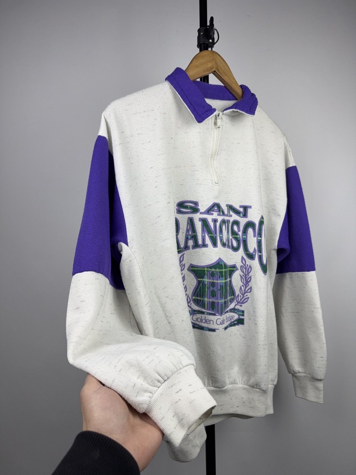 Vintage Vntg 80s San Francisco Golden Gate Bridge 1/4 Zip Sweatshirt Size US M / EU 48-50 / 2 - 8 Thumbnail