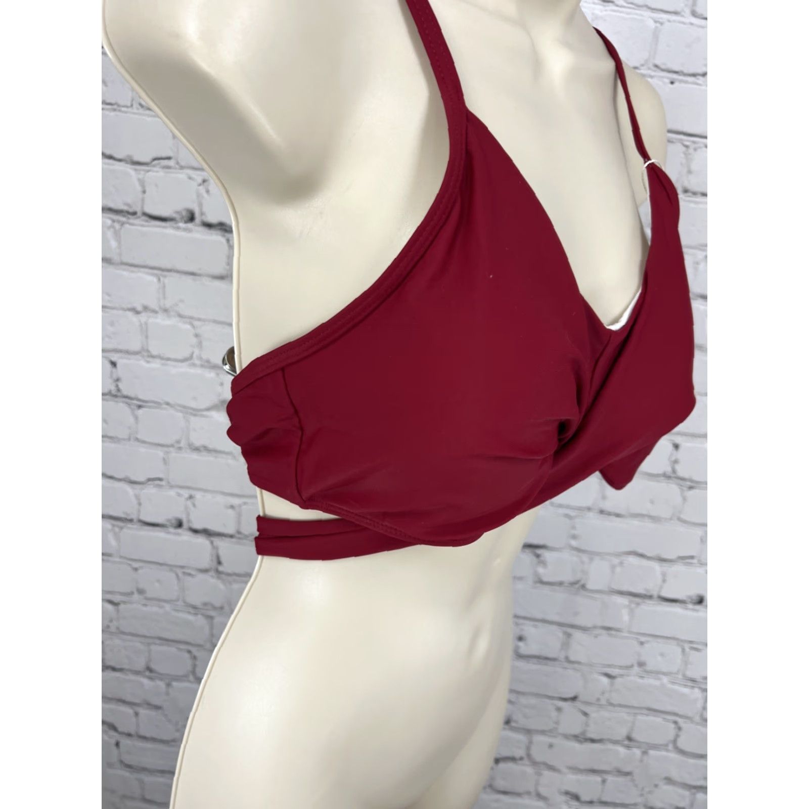 Vintage NWT Summer Mae Red Wrap Tie Bralette Bikini Tankini Padded Swimsuit Top L Striped Beach Womens Size L / US 10 / IT 46 - 2 Thumbnail