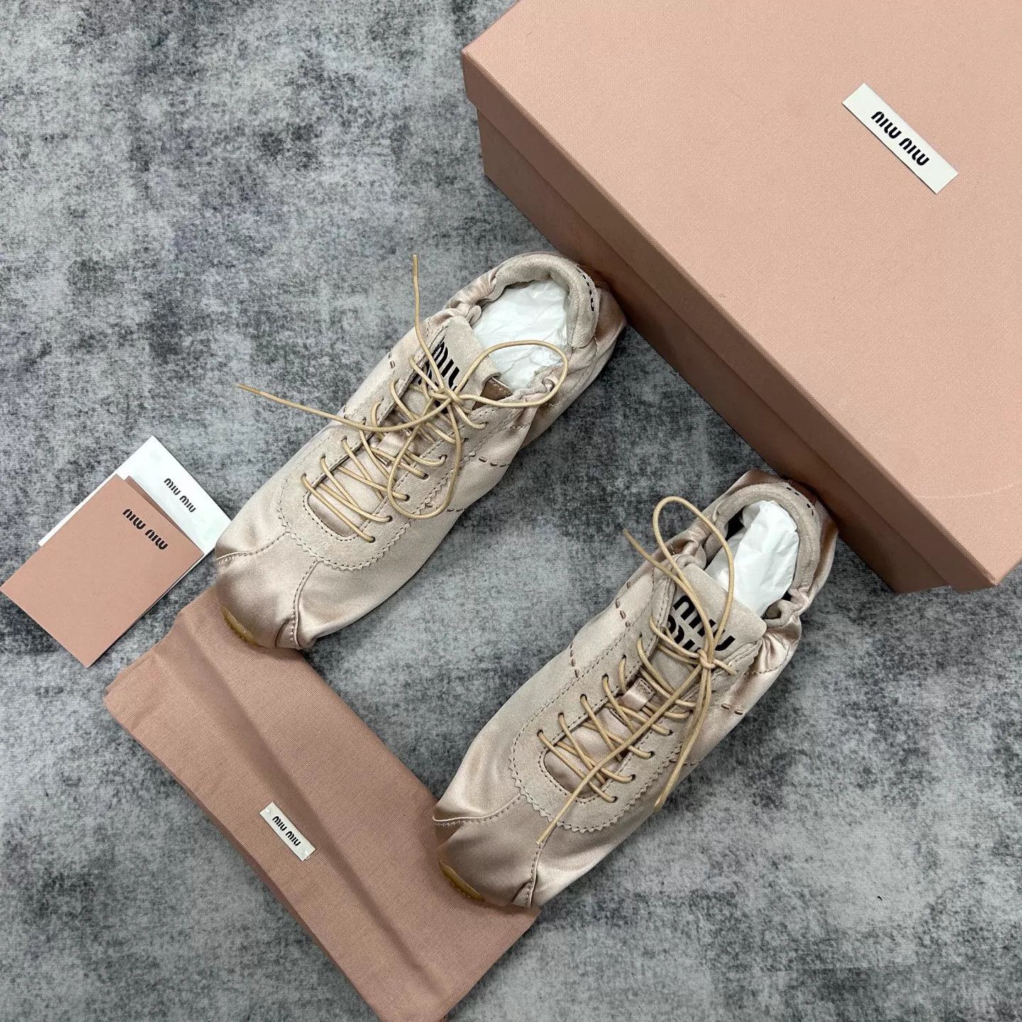 Miu Miu MIU MIU Pink Satin Plume Sneaker 36 New w/ Full Acc Size US 5.5 / IT 35.5 - 2 Thumbnail