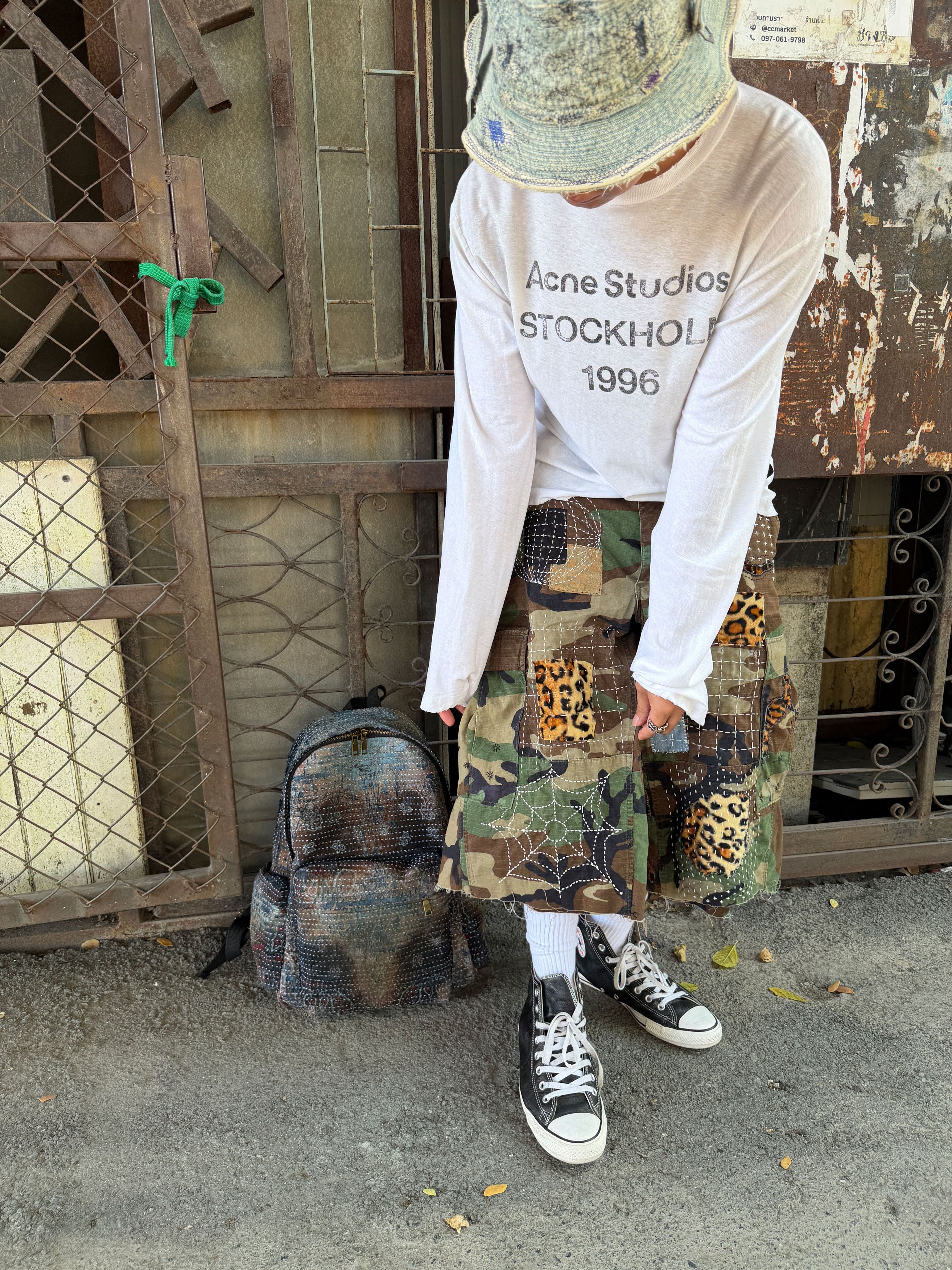 Japanese Brand 1995s VINTAGE CAMO CARGO SASHIKO PATCH SHORTS Size US 34 / EU 50 - 9 Thumbnail