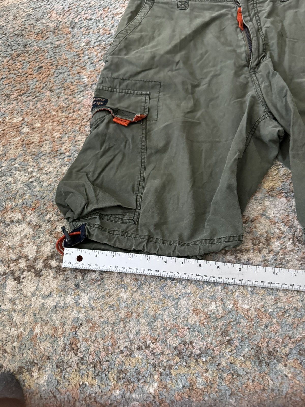 American Eagle Outfitters VTG Y2K Abercrombie Cargo Green Paratrooper Shorts 32 Orange Size US 32 / EU 48 - 8 Thumbnail
