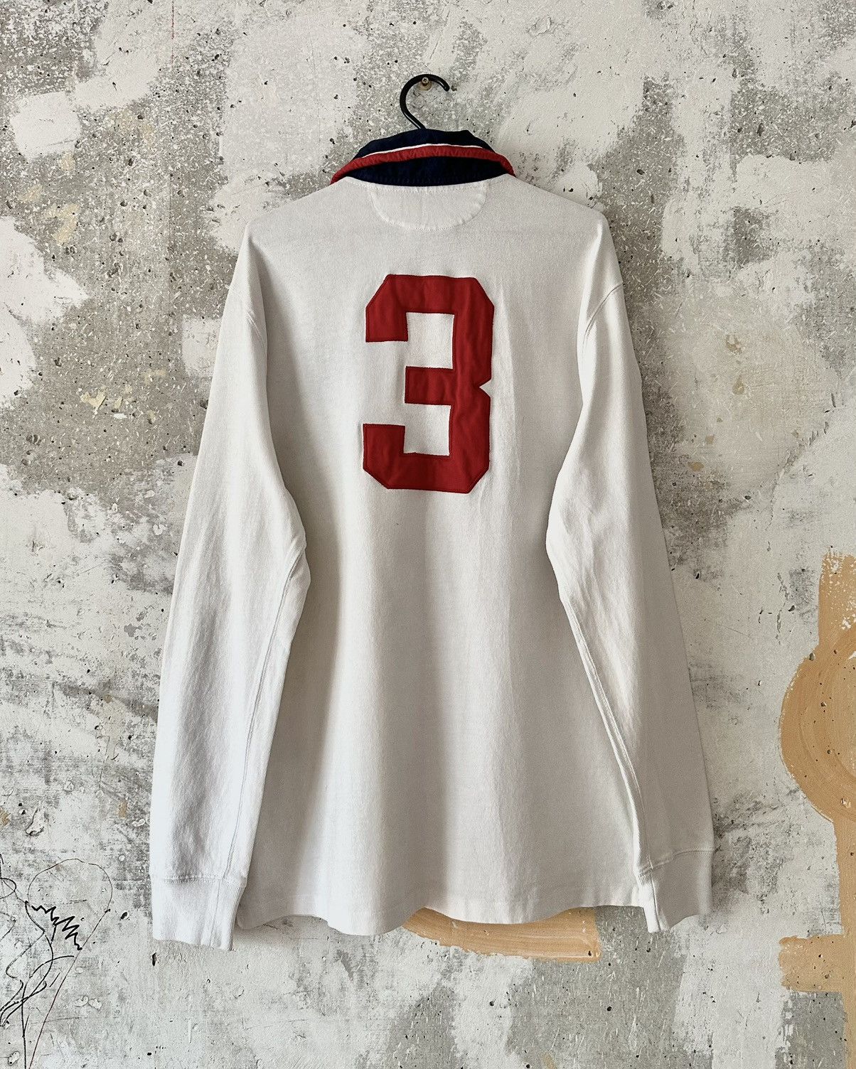 90S Vintage Polo Ralph Lauren White Big Logo Rugby T-Shirt