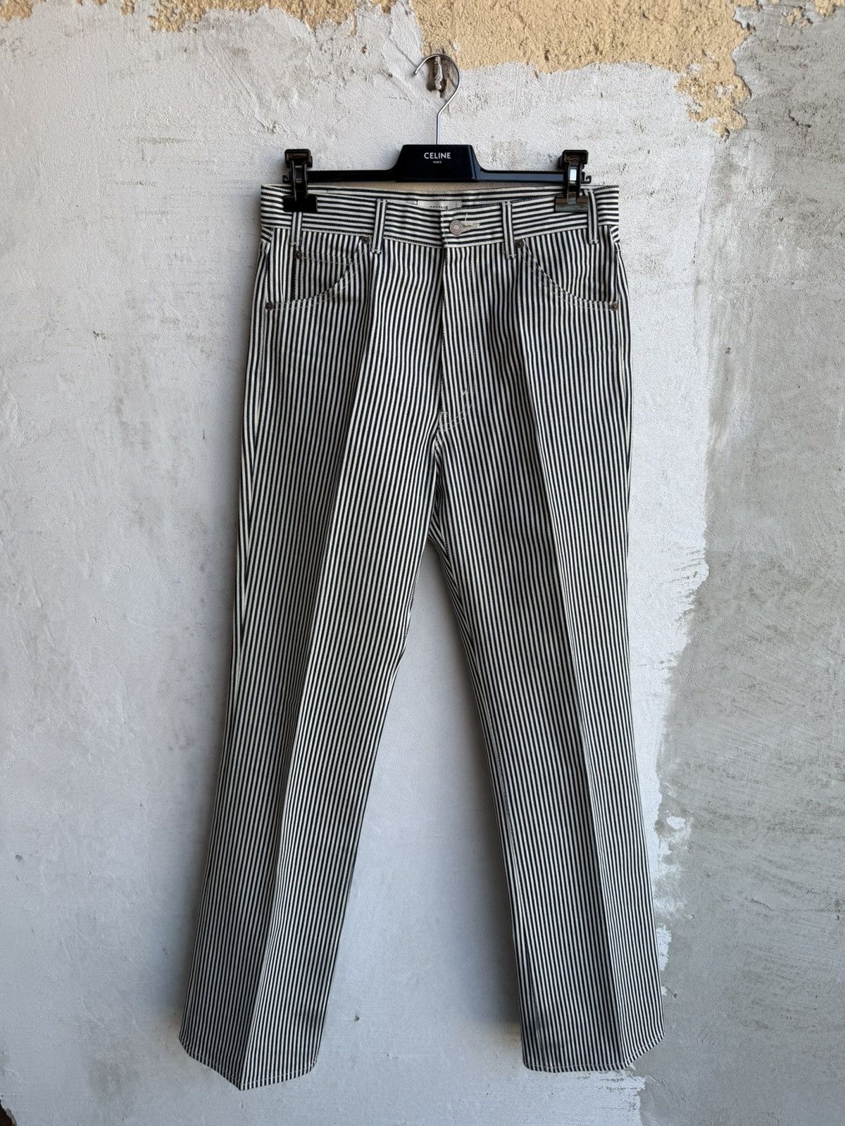 Celine [30fits31] Celine hickory striped flared jeans Size US 31 - 1 Thumbnail