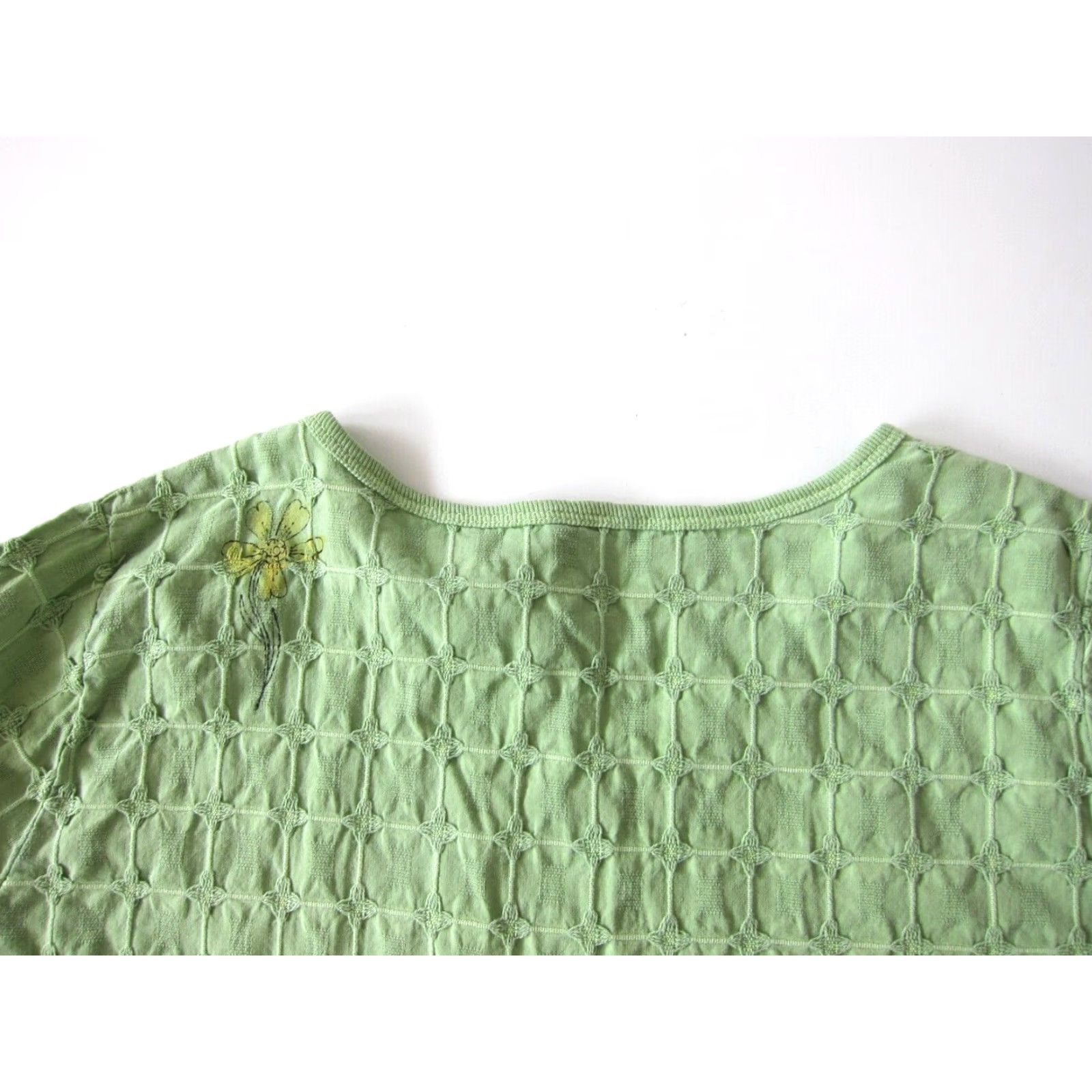 Vintage Focus 100% Waffle Cotton Green Floral Pocket 3/4 Sleeve Boxy Tunic Blouse XL Size XL / US 12-14 / IT 48-50 - 5 Thumbnail
