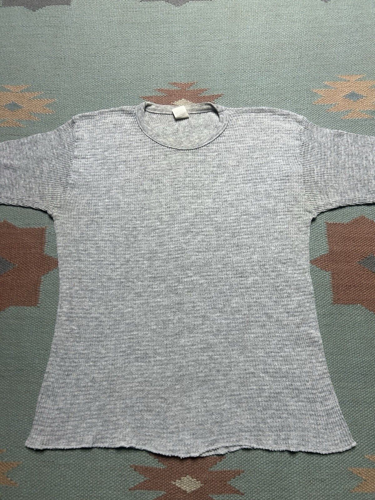 Vintage Vtg 70s 80s waffle knit thermal shirt blank base womens XL Size XL / US 12-14 / IT 48-50 - 4 Thumbnail