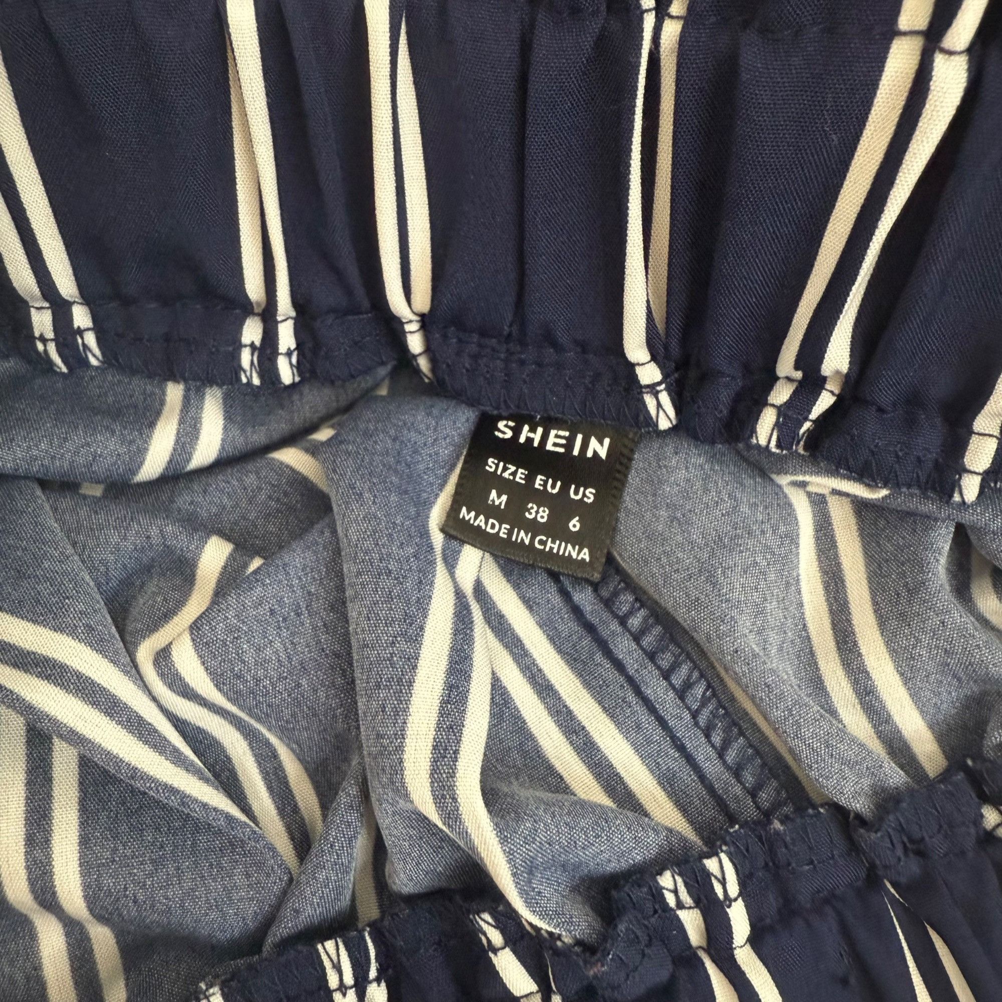 Shein SHEIN Striped Navy & White Wide-Leg Pants Size M Size 28" / US 6 / IT 42 - 5 Thumbnail