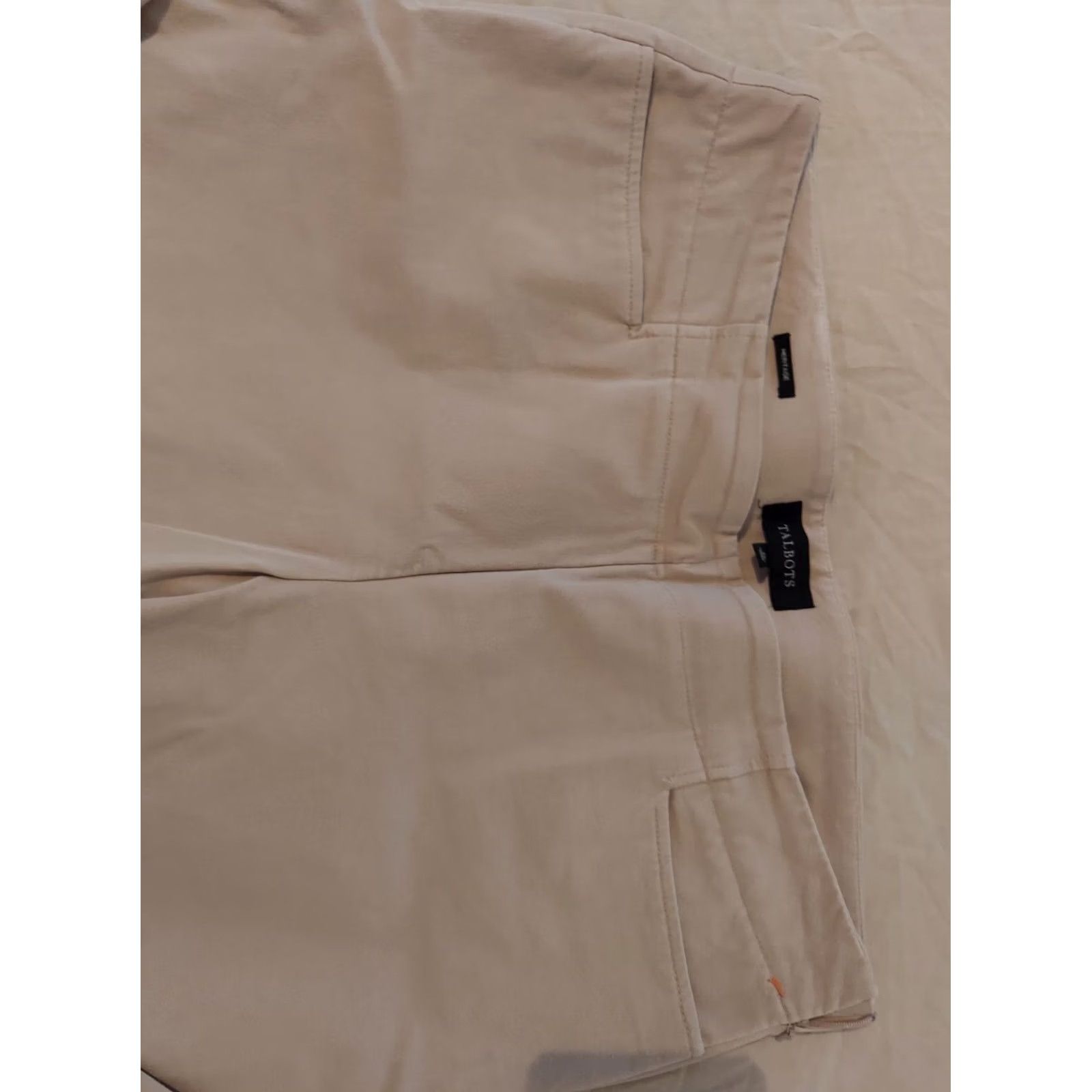 Talbots Womens Talbots Pants 12 Khaki Cotton Chino Dress Trouser Slack Beige Size 34" / US 12 / IT 48 - 3 Thumbnail