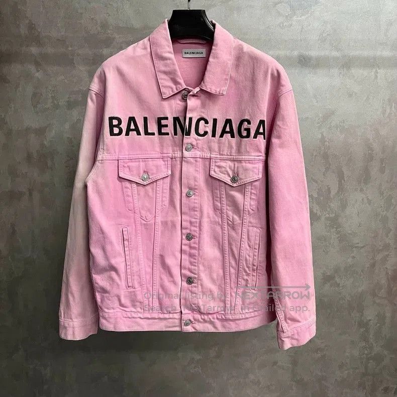 Balenciaga Balenciaga Pink Logo Denim Jacket. Size US XS / EU 42 / 0 - 1 Thumbnail