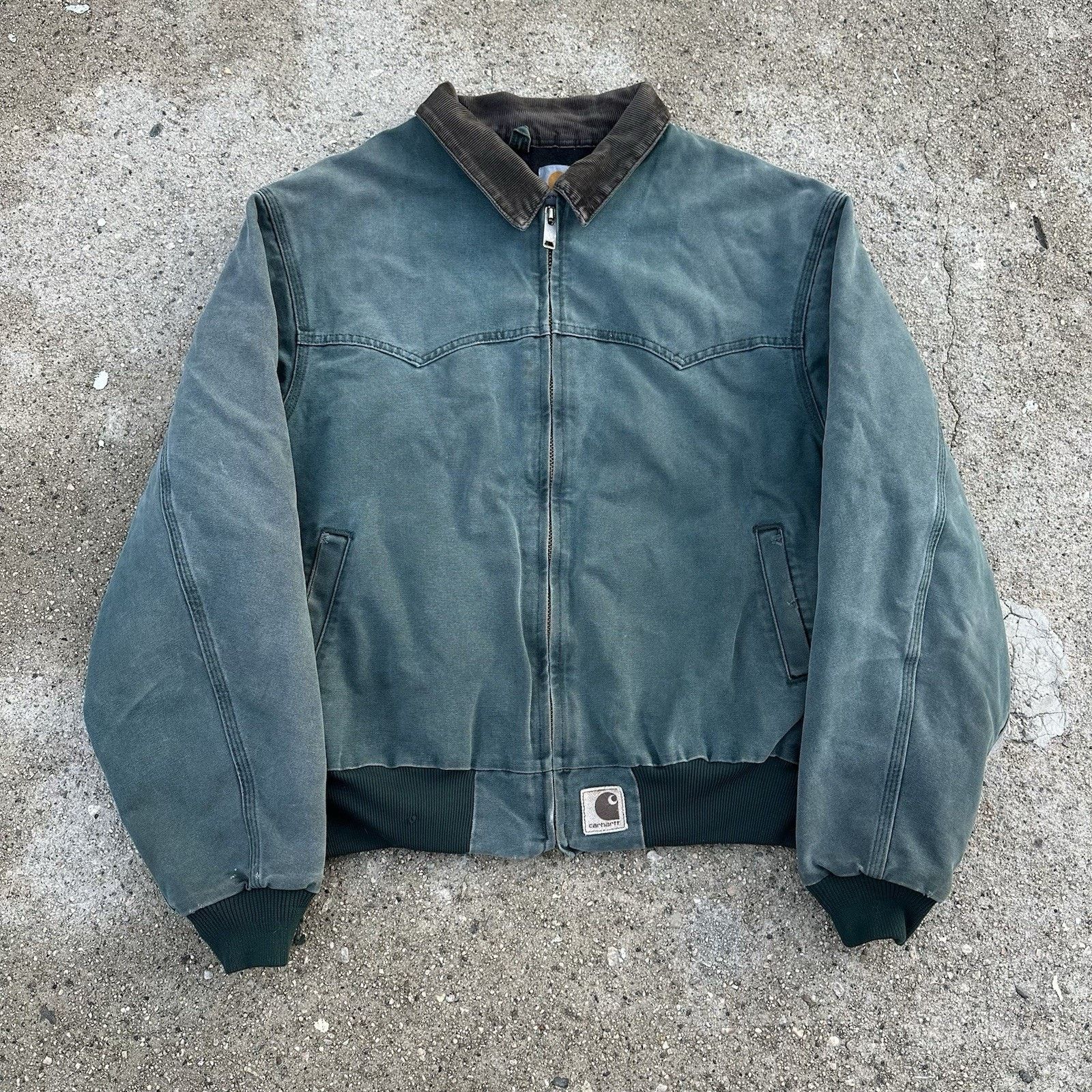 Carhartt × Vintage Vintage Carhartt Faded Hunter Green Santa Fe Jacket Workwear Size US XL / EU 56 / 4 - 1 Thumbnail