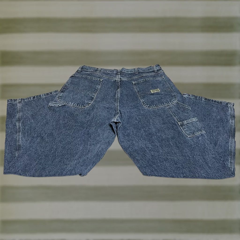 Vintage WRG Jean Co Wrangler Blue Carpenter Jeans Mens 36x30 Workwear Denim Pocket Tool Loop Hammer Loop Zipper Pocket Size US 36 / EU 52 - 1 Thumbnail