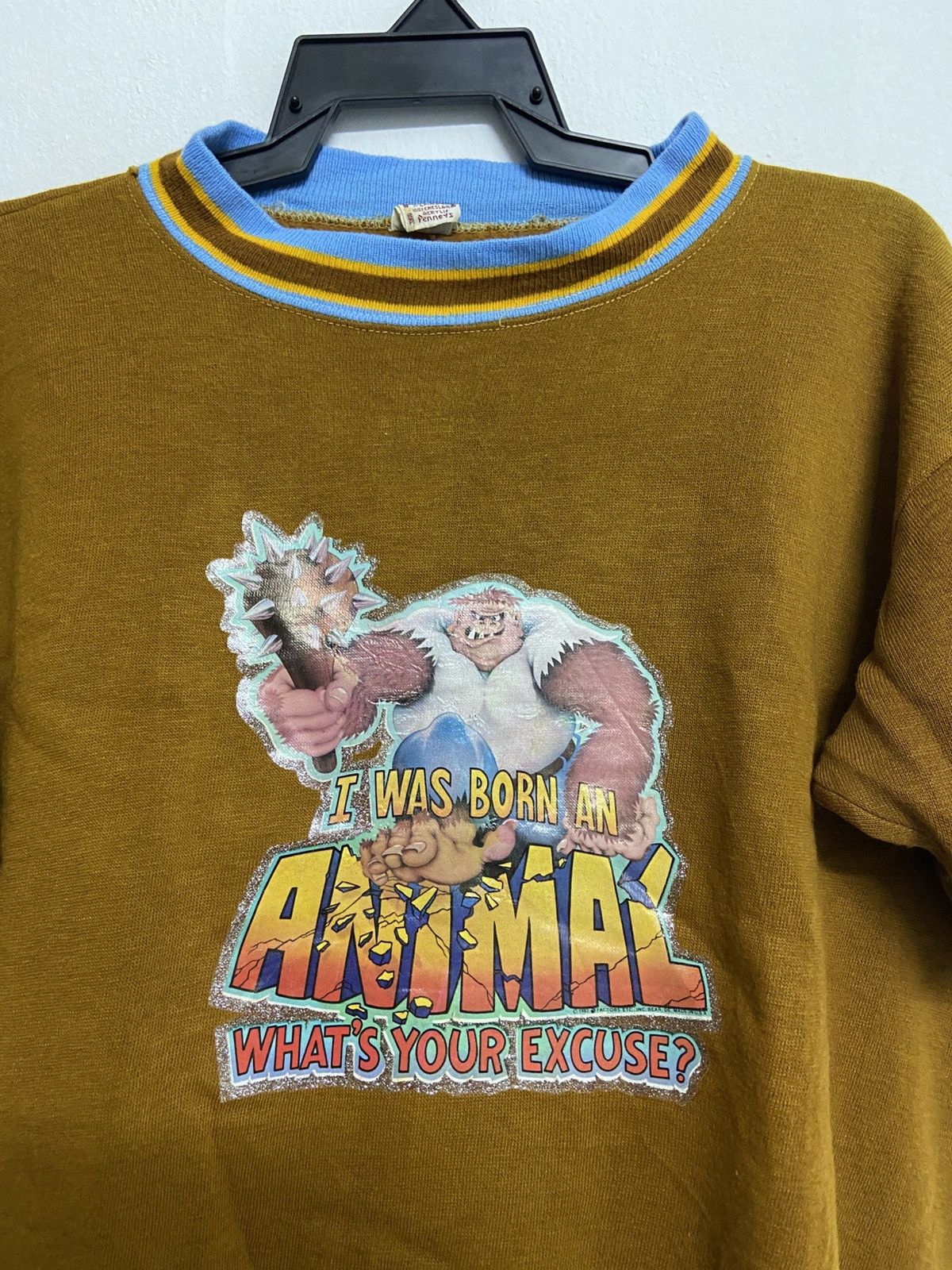 JCPenney Vintage Towncraft Animal Mock Ringer Knit Sweater Shirt Size US L / EU 52-54 / 3 - 3 Thumbnail