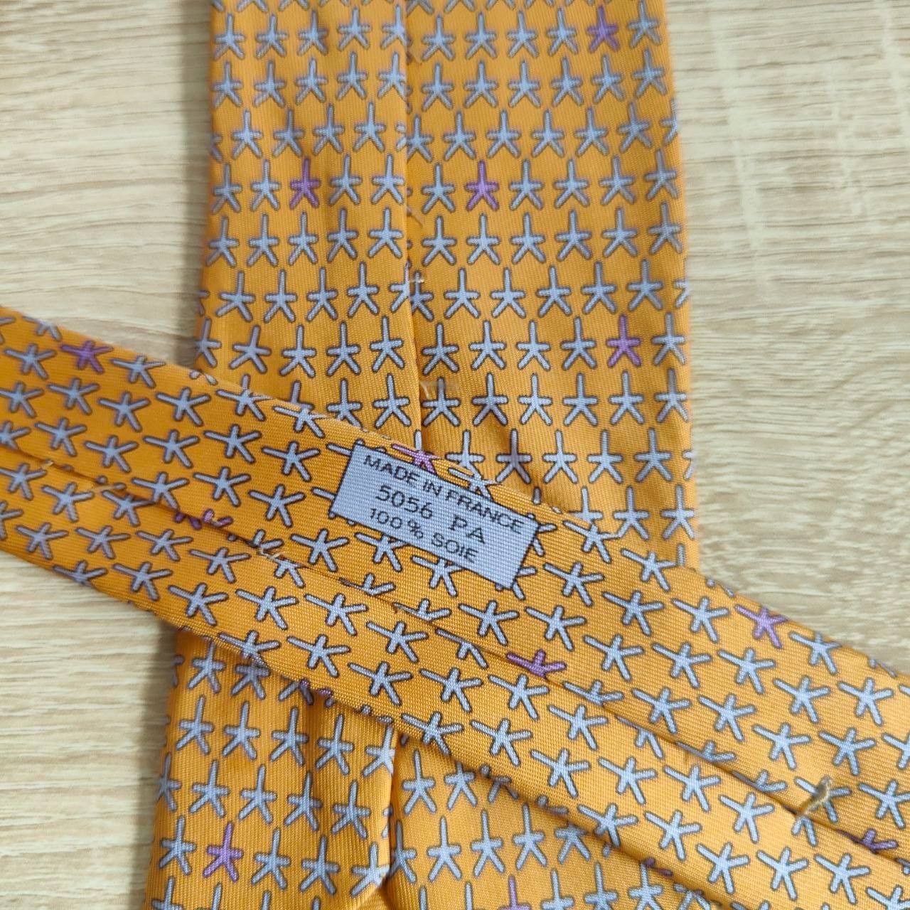 Hermes Hermes Paris Silk Tie 5056 PA Geomtry Orange Size ONE SIZE - 4 Thumbnail