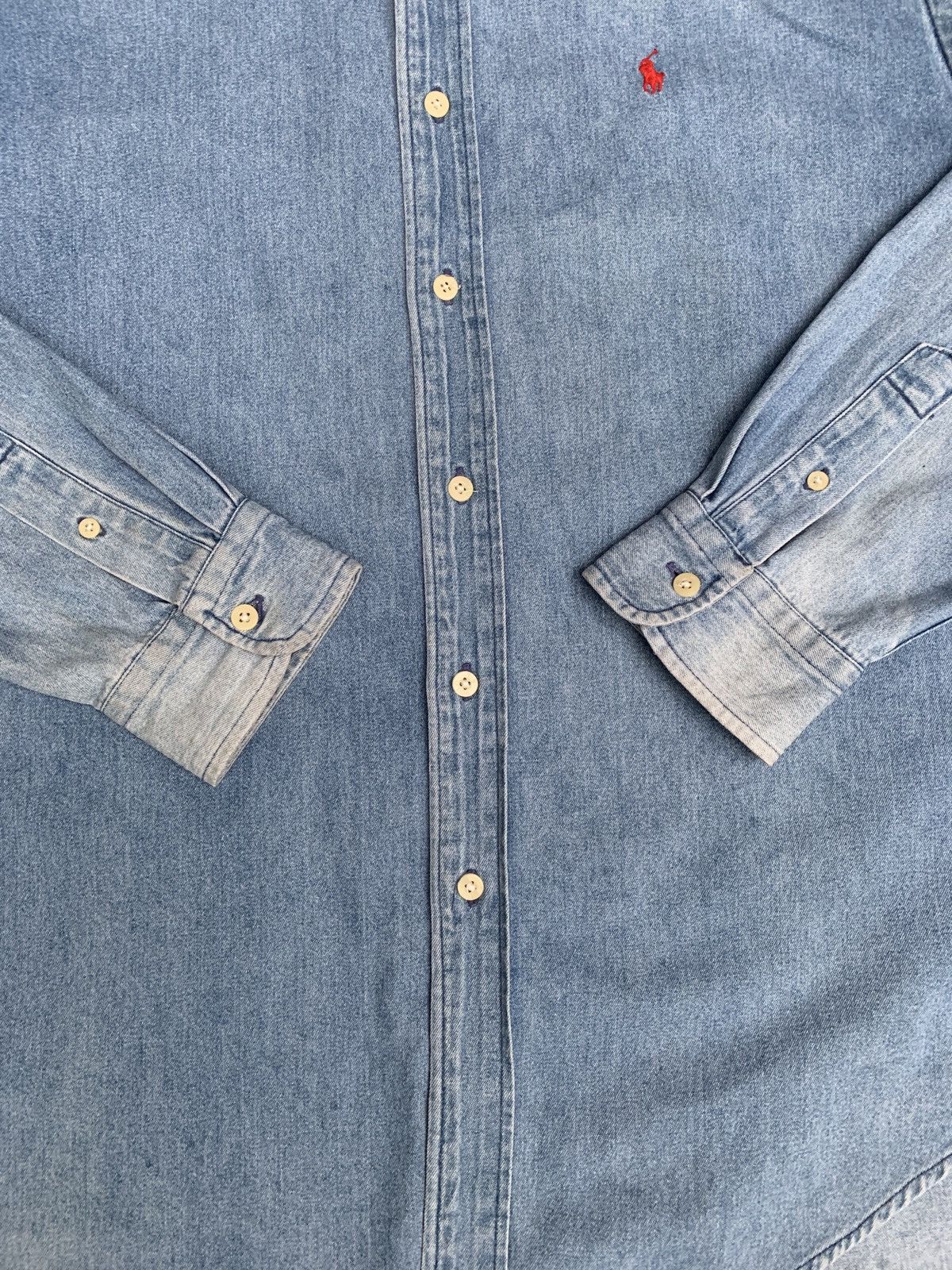 Ralph Lauren × Vintage 2000s Ralph Lauren Faded Blue Jeans Classics Pony Shirt Size US XL / EU 56 / 4 - 4 Thumbnail