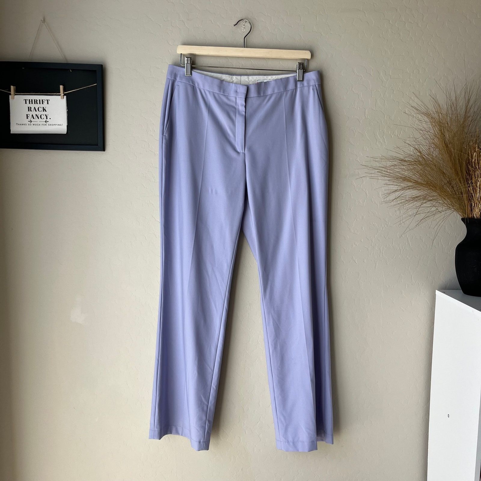 Another Tomorrow Another Tomorrow Lilac Merino Wool Straight Leg Trousers 10 Size 32" / US 10 / IT 46 - 2 Thumbnail