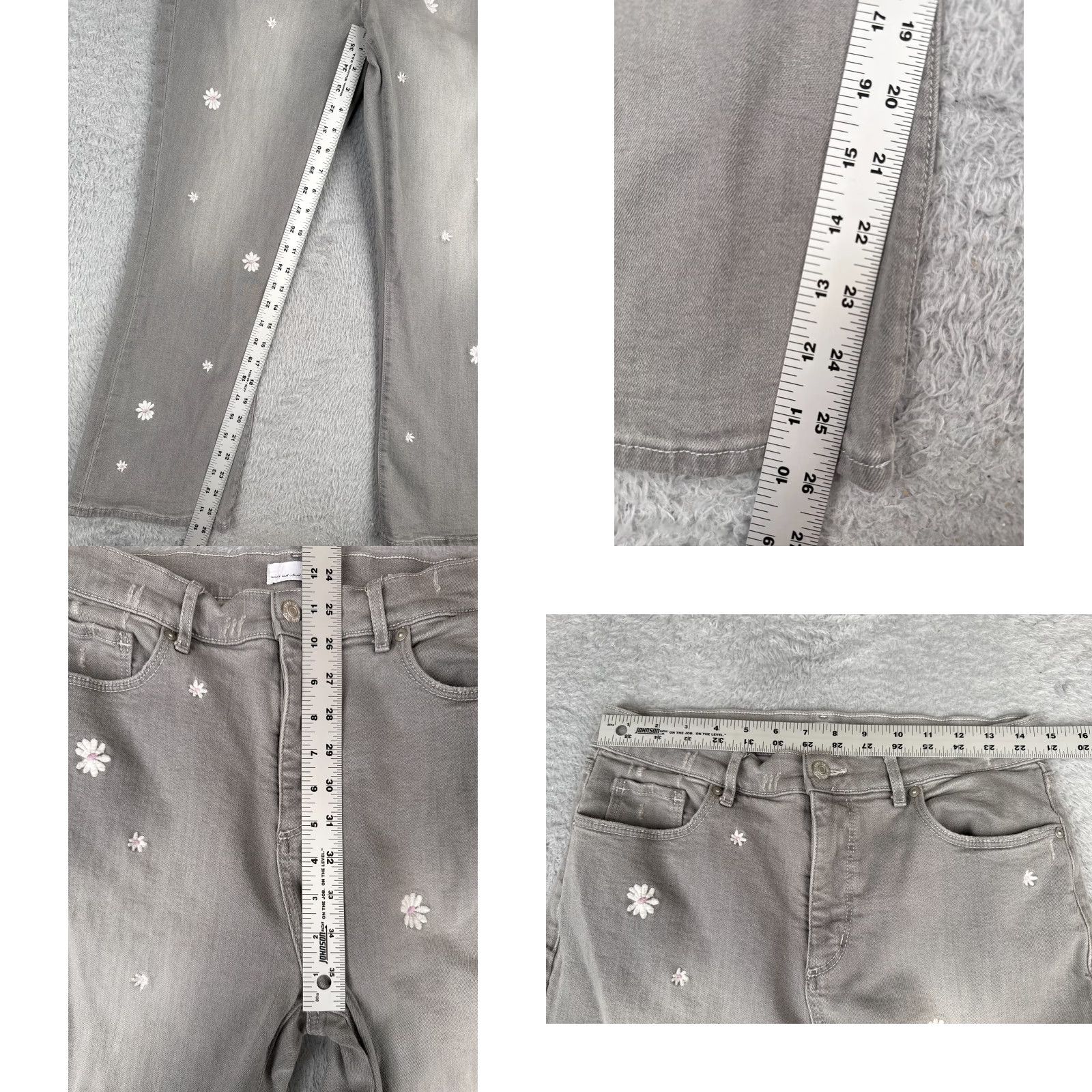 Loft Loft Jeans Women 10 Gray Embroidered Floral Bootcut High Rise Cotton 30x26 Denim Jeans Womens Size 32" / US 10 / IT 46 - 8 Thumbnail