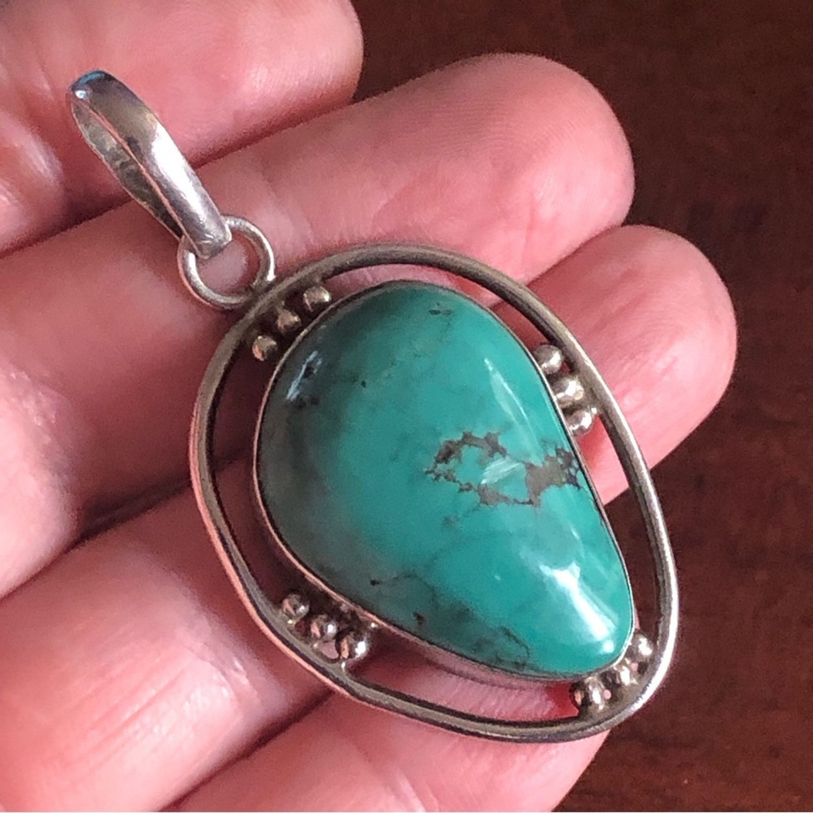 Vintage Vintage Native American Navajo MD 925 turquoise pendant Size ONE SIZE - 4 Thumbnail