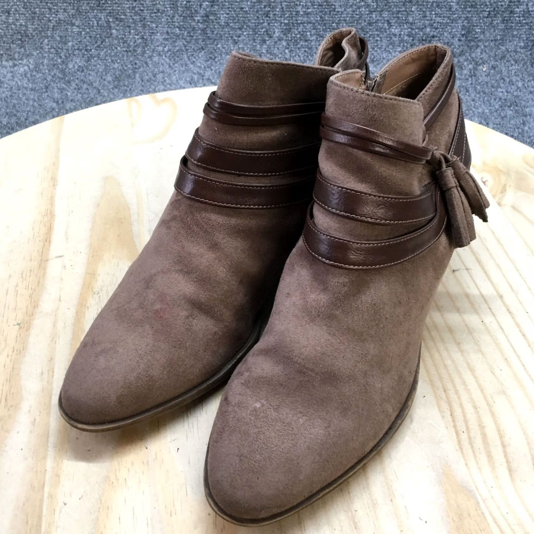 Vintage Life Stride Paloma Boots Womens 9.5 M Ankle Booties Brown Fabric Side Zip Boots Size US 10 / IT 40 - 3 Thumbnail