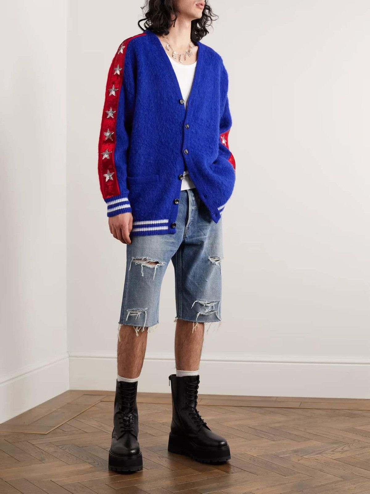 Celine $3.2k 🤑 SS23 Celine embellished sequin star cardigan alpaca Size US M / EU 48-50 / 2 - 24 Thumbnail