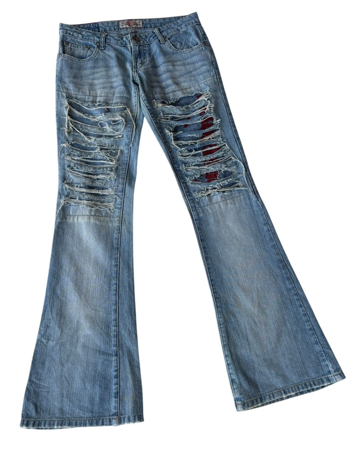 Japanese Brand VINTAGE FLARE JEANS DISTRESSED DENIM RRJ LOW RISE JEANS Size US 30 / EU 46 - 3 Thumbnail