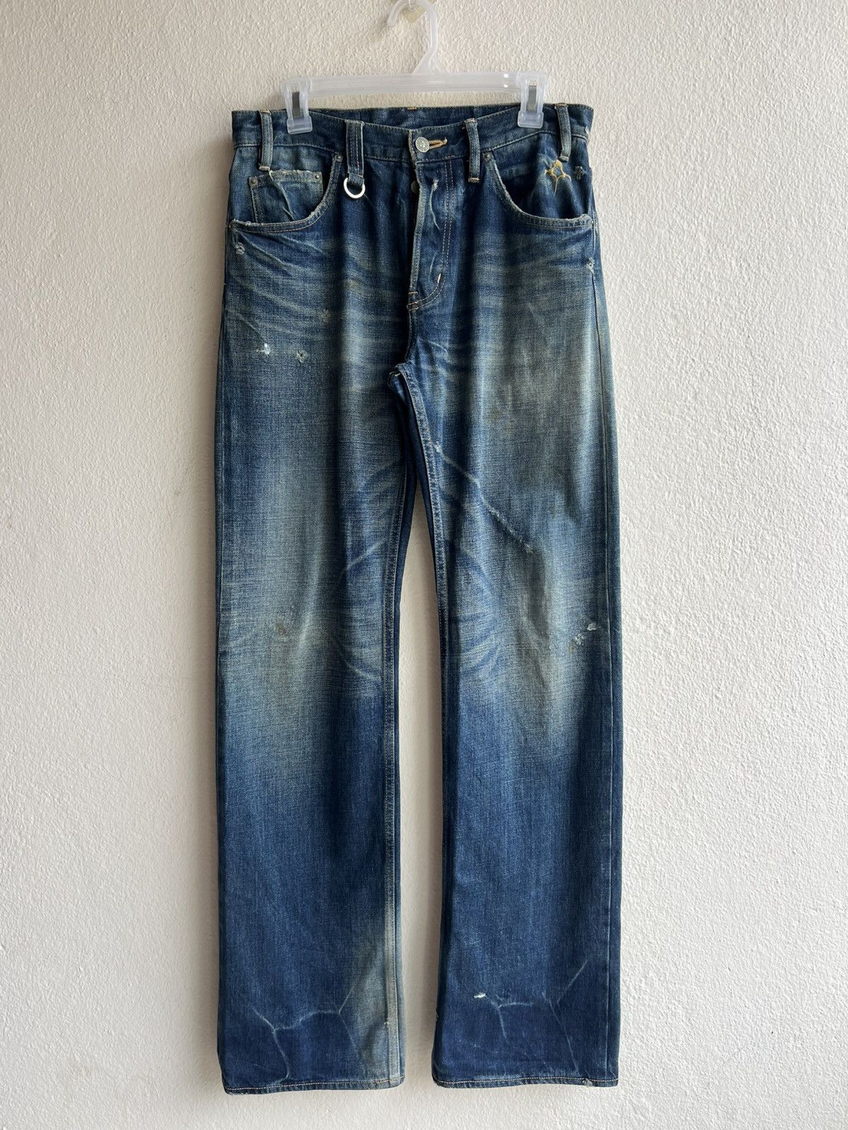 Backbone Vintage BackBone Distress Mud Denim Bootcut Selvedge Jeans Size US 31 - 1 Thumbnail
