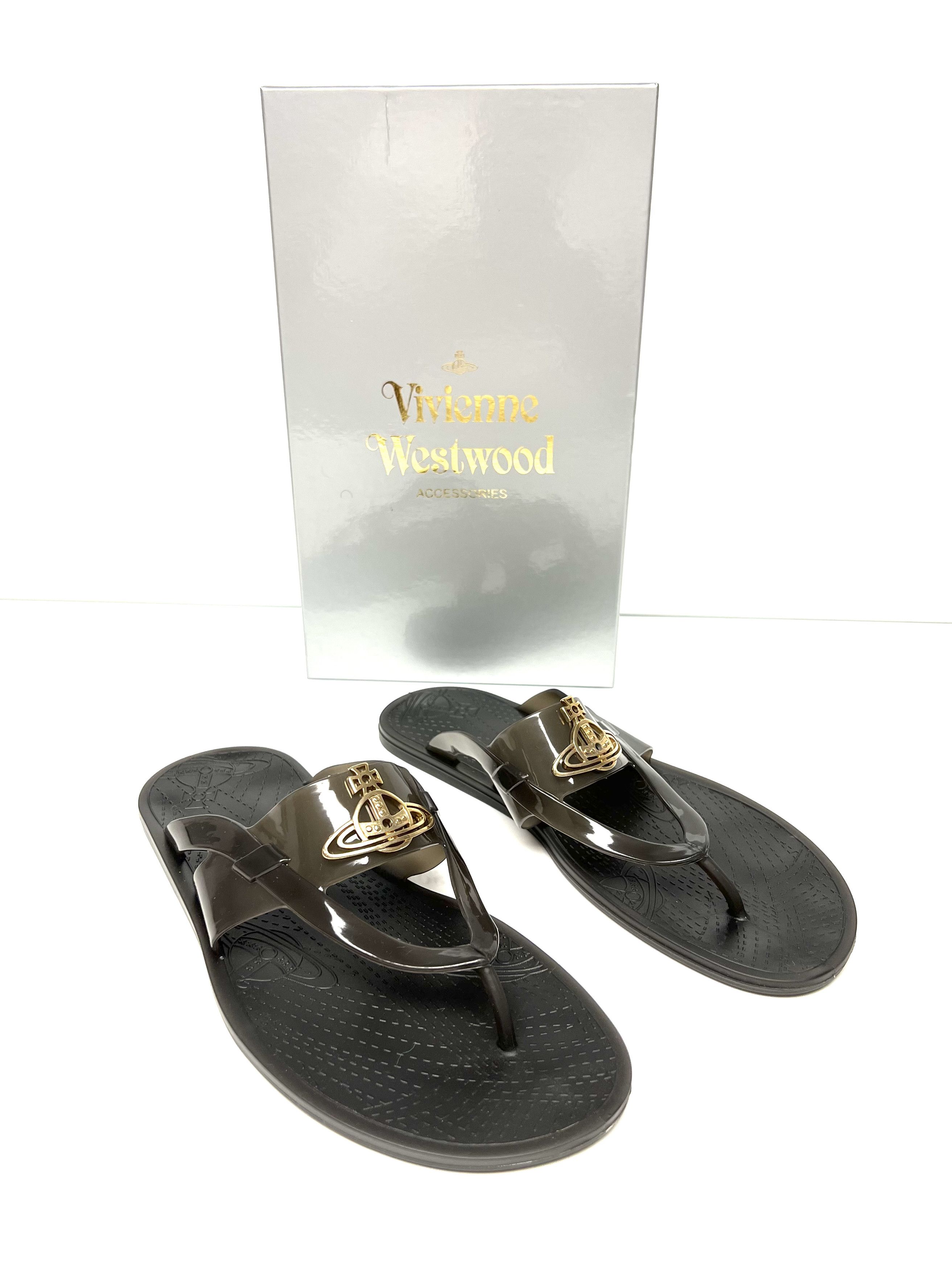 Vivienne Westwood NEW, VIVIEENE WESWOOD UNISEX BLACK FLIP FLOPS, SS13 Size US 11 / EU 44 - 7 Thumbnail