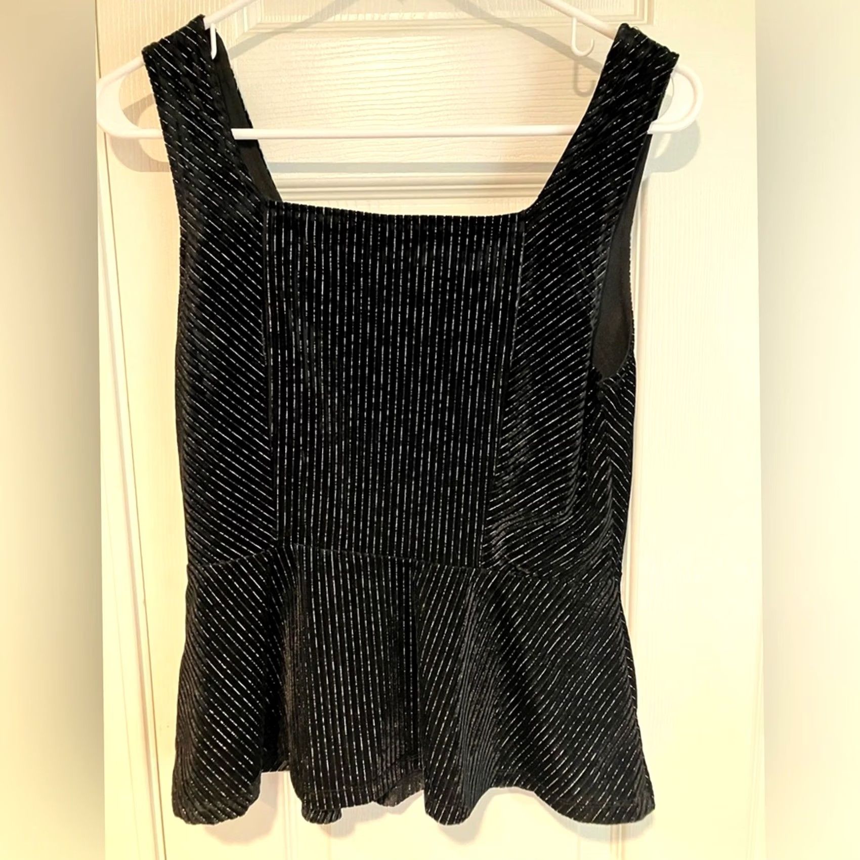 Vintage Altar'd State Velour Square Neck Sleeveless Peplum Top Black Gold Stripe Size M Size M / US 6-8 / IT 42-44 - 3 Thumbnail